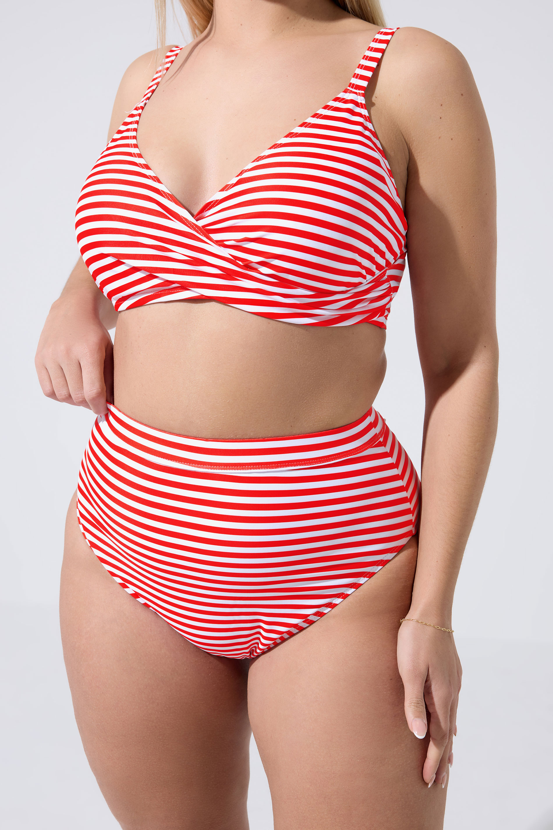 LIMITED COLLECTION Plus Size Red Stripe Bikini Briefs | Yours Clothing 5
