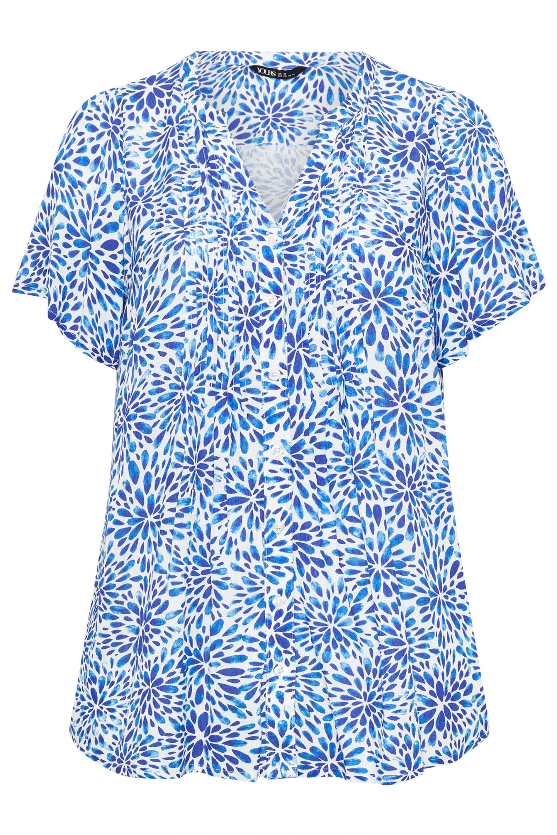 YOURS Plus Size Blue Floral Pintuck Blouse | Yours Clothing 5