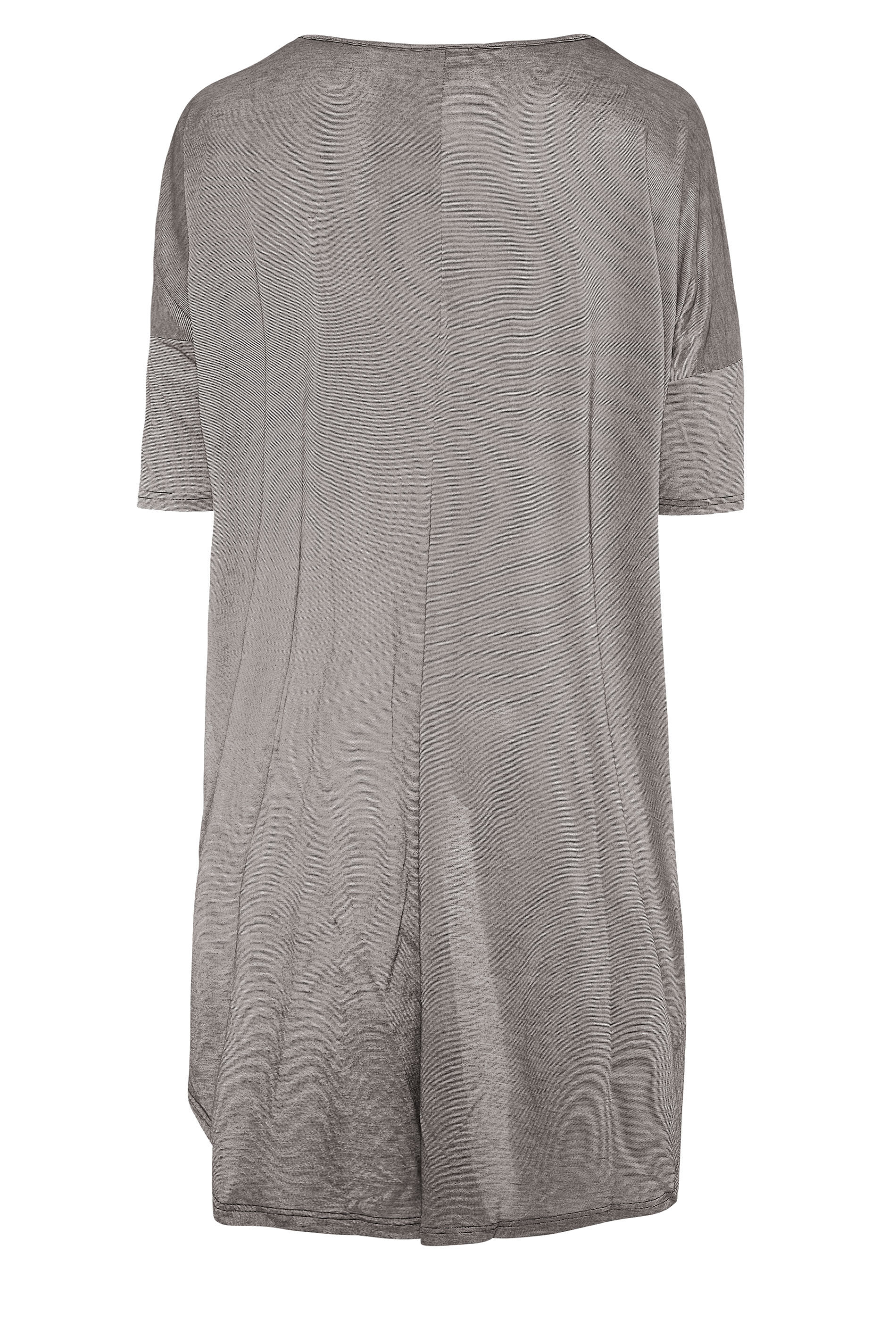 Grande taille  Tops Grande taille  T-Shirts | Curve Silver Metallic Longline Dipped Hem T-Shirt - UY89294