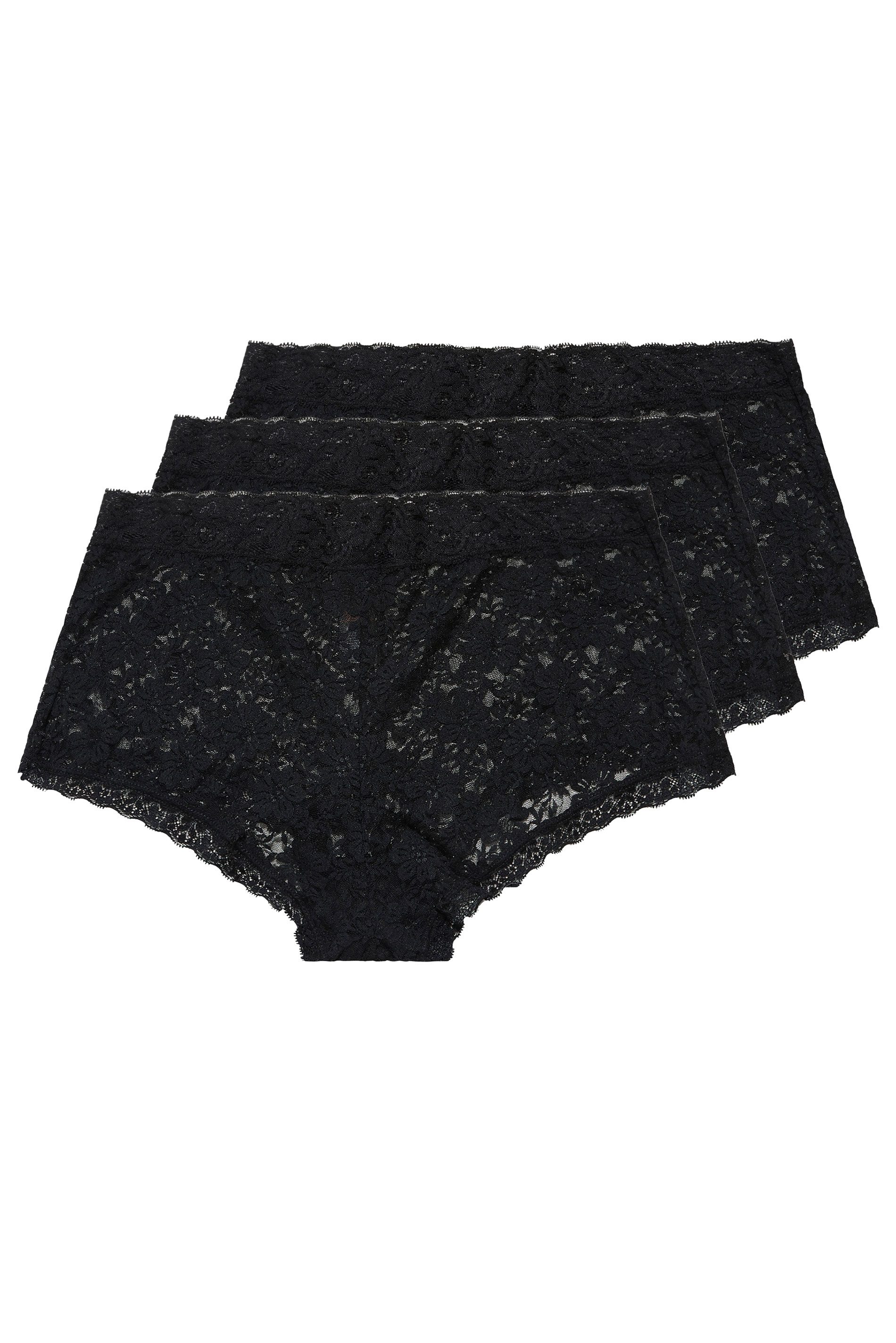 Grande taille  Lingerie Grande taille  Culottes et slips | 3 PACK Curve Black Lace Shorts - DY91512