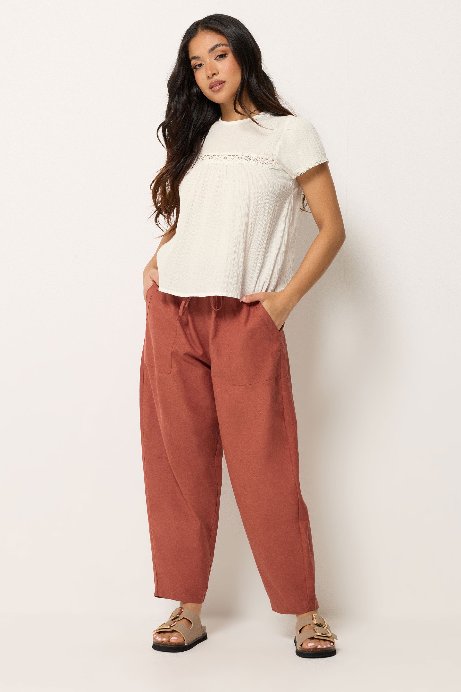 PixieGirl Petite Women's White Crochet Crinkle Top | PixieGirl 4