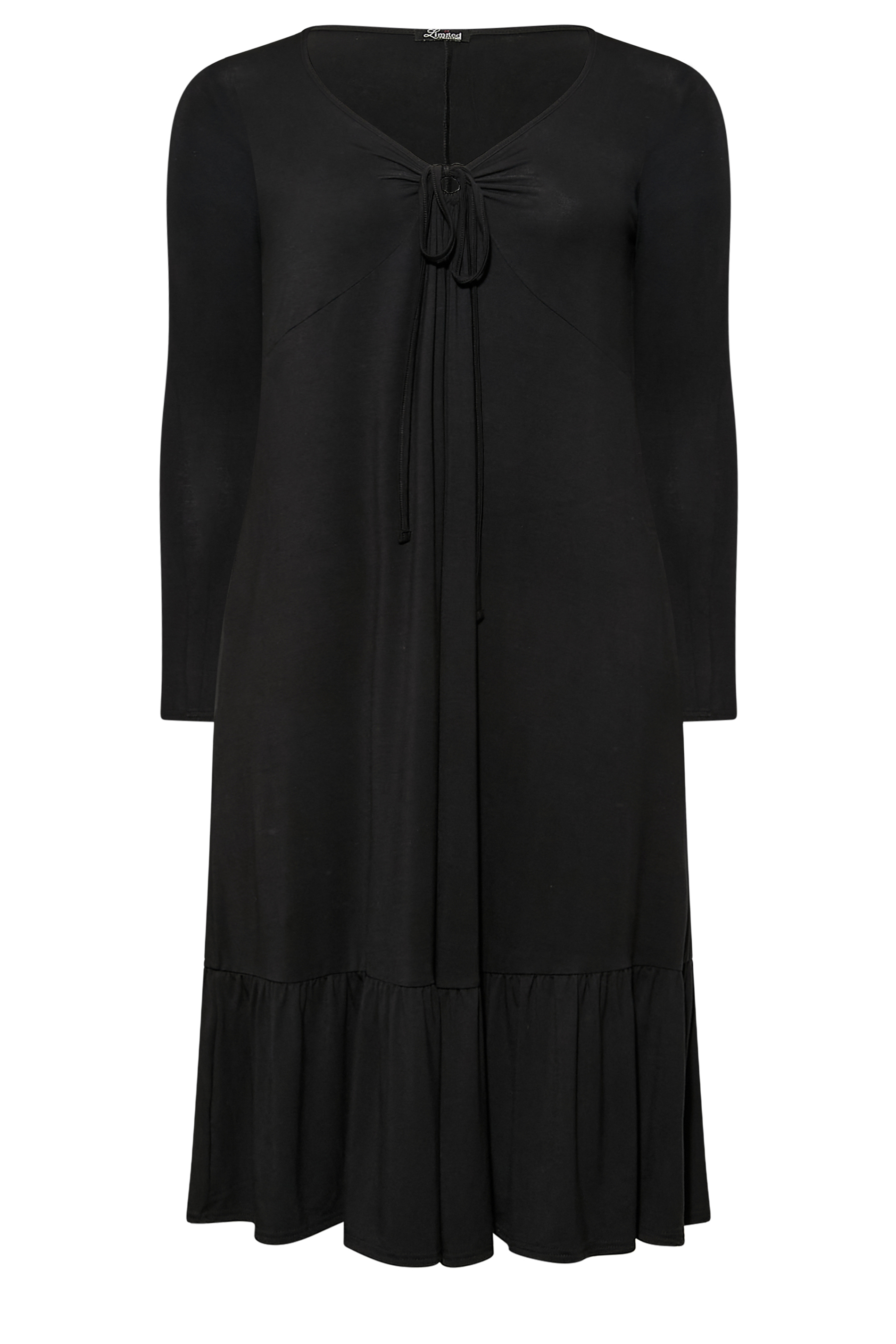 LIMITED COLLECTION Plus Size Black Keyhole Tie Neck Midaxi Dress ...