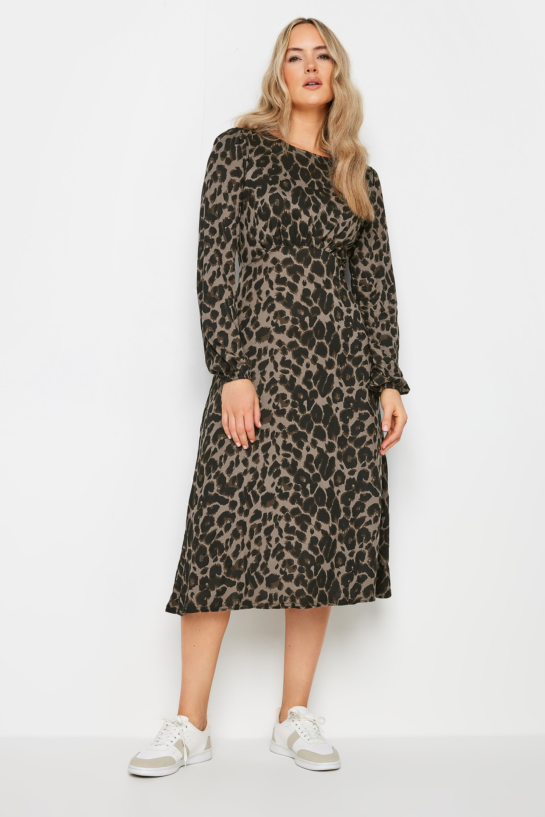 LTS Tall Light Brown Leopard Print Midi Tea Dress | Long Tall Sally 2