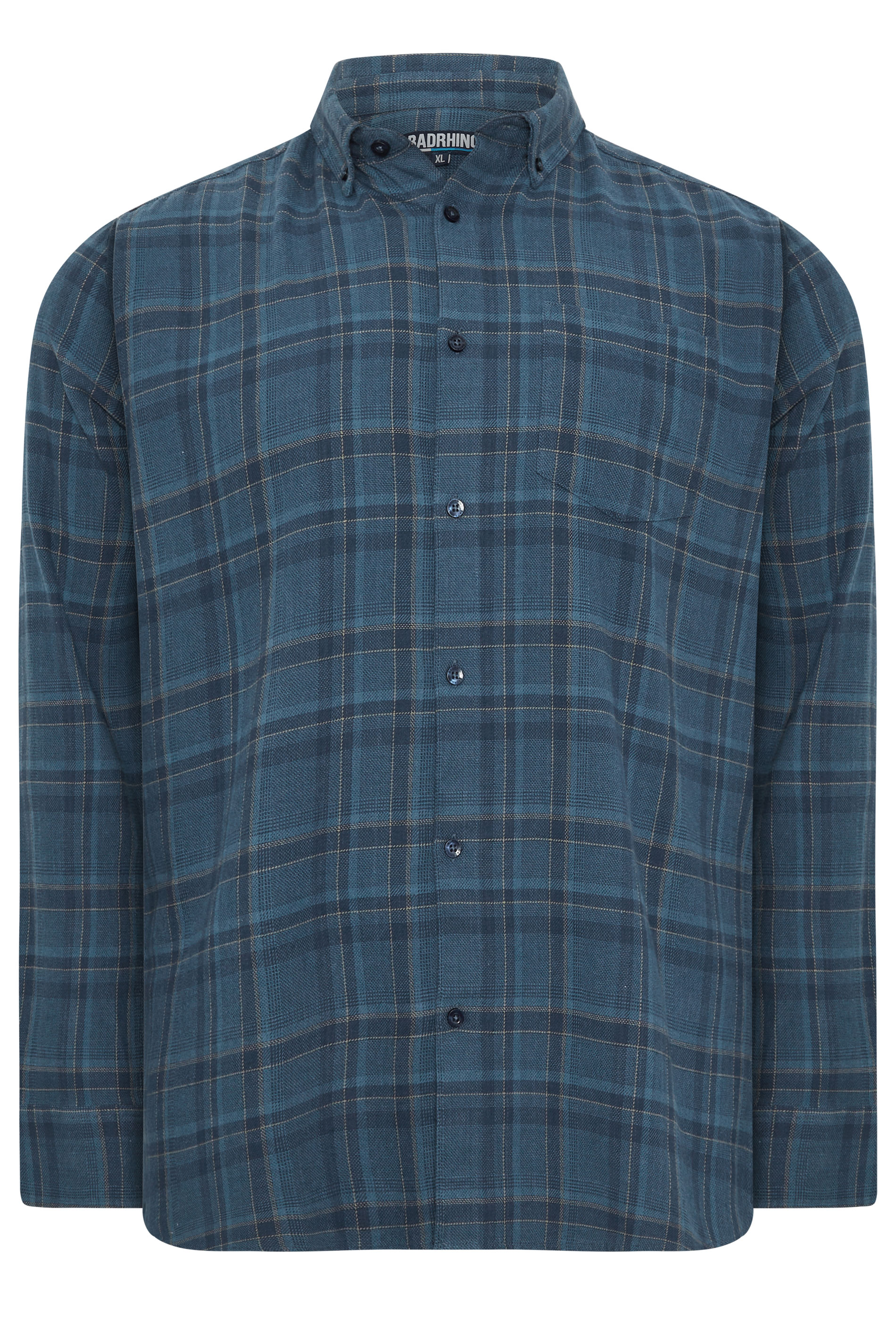 BadRhino Big & Tall Blue Check Long Sleeve Shirt | BadRhino 1