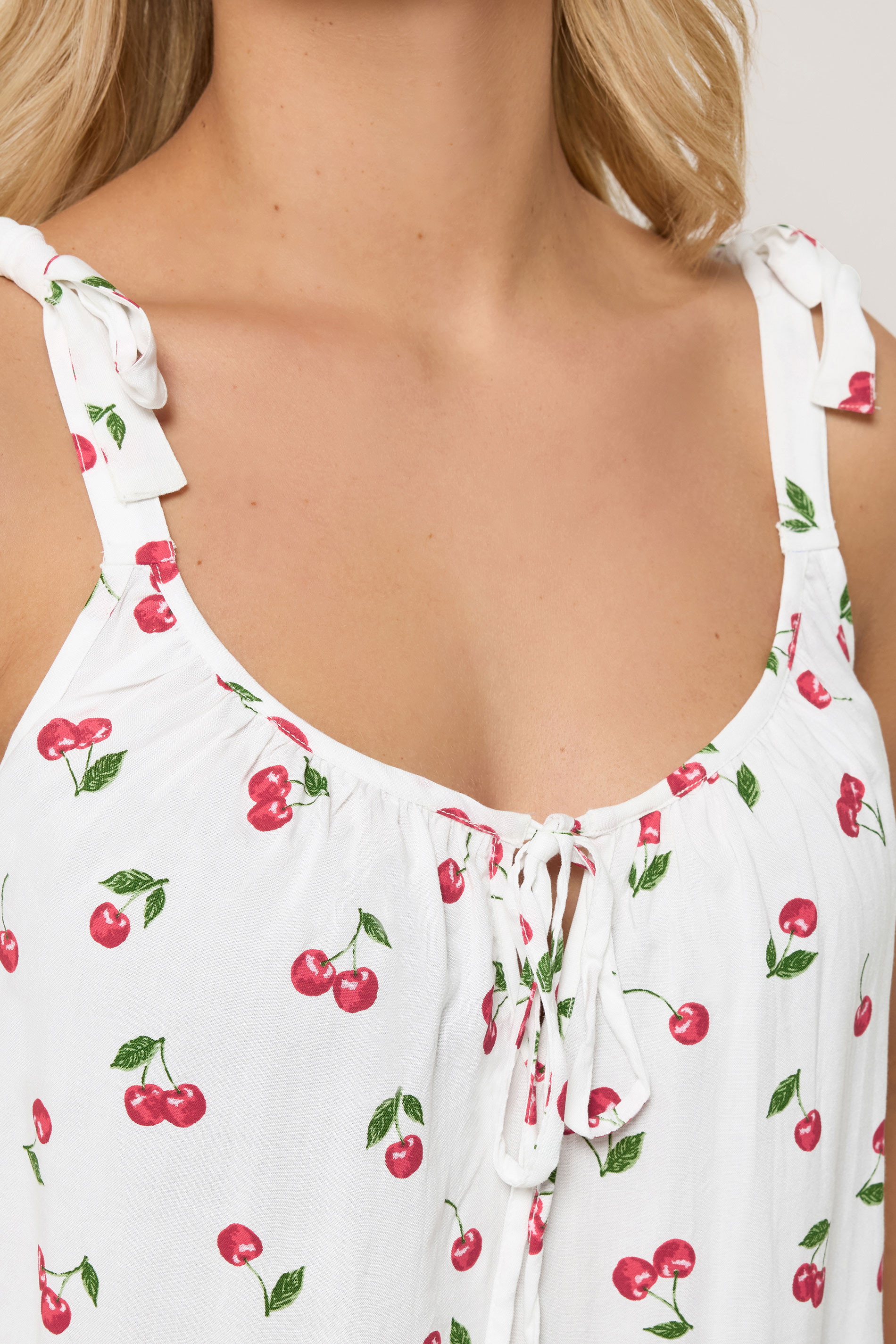 YOURS Plus Size White Cherry Print Vest Top | Yours Clothing 4