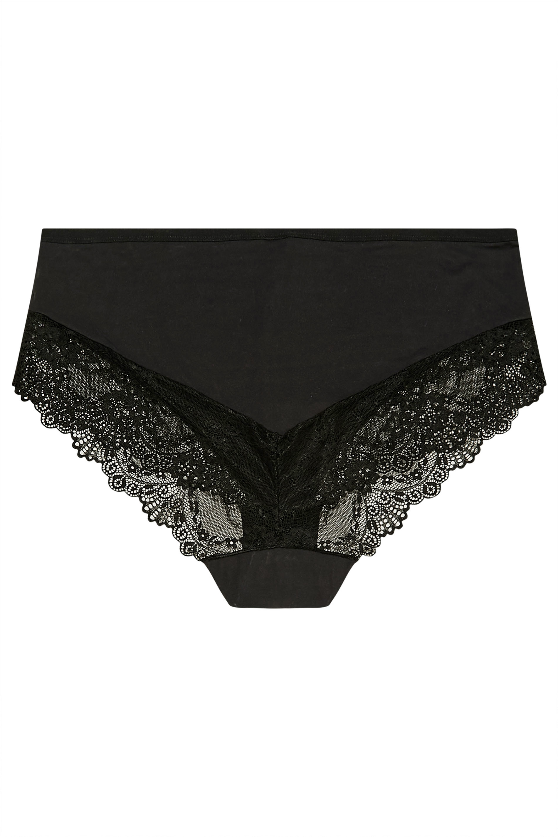 Yours Curve Black Super Soft Lace Panel High Waisted Knickers Size 14-16 | Women's Plus Size and Curve Fashion