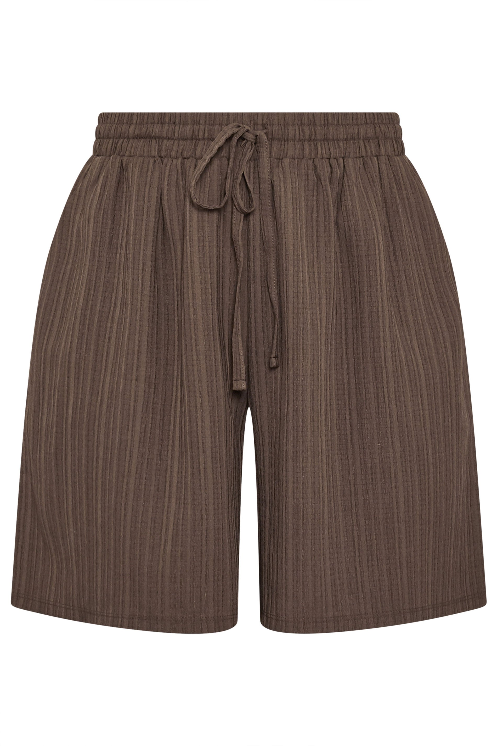 YOURS Plus Size Chocolate Brown Textured Shorts | Yours Clothing 5