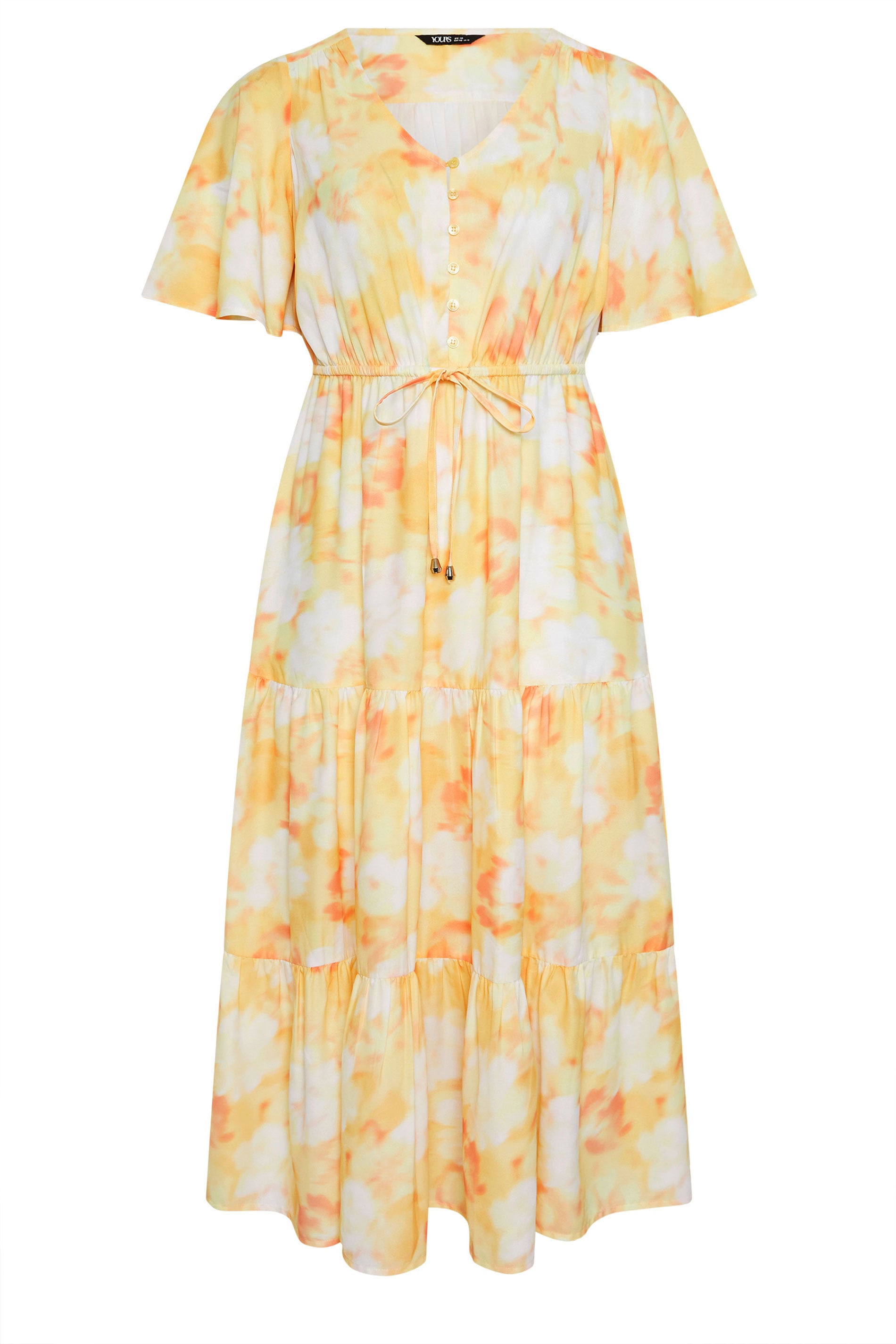 YOURS Plus Size Yellow Tiered Floral Dress | Yours Clothing 6