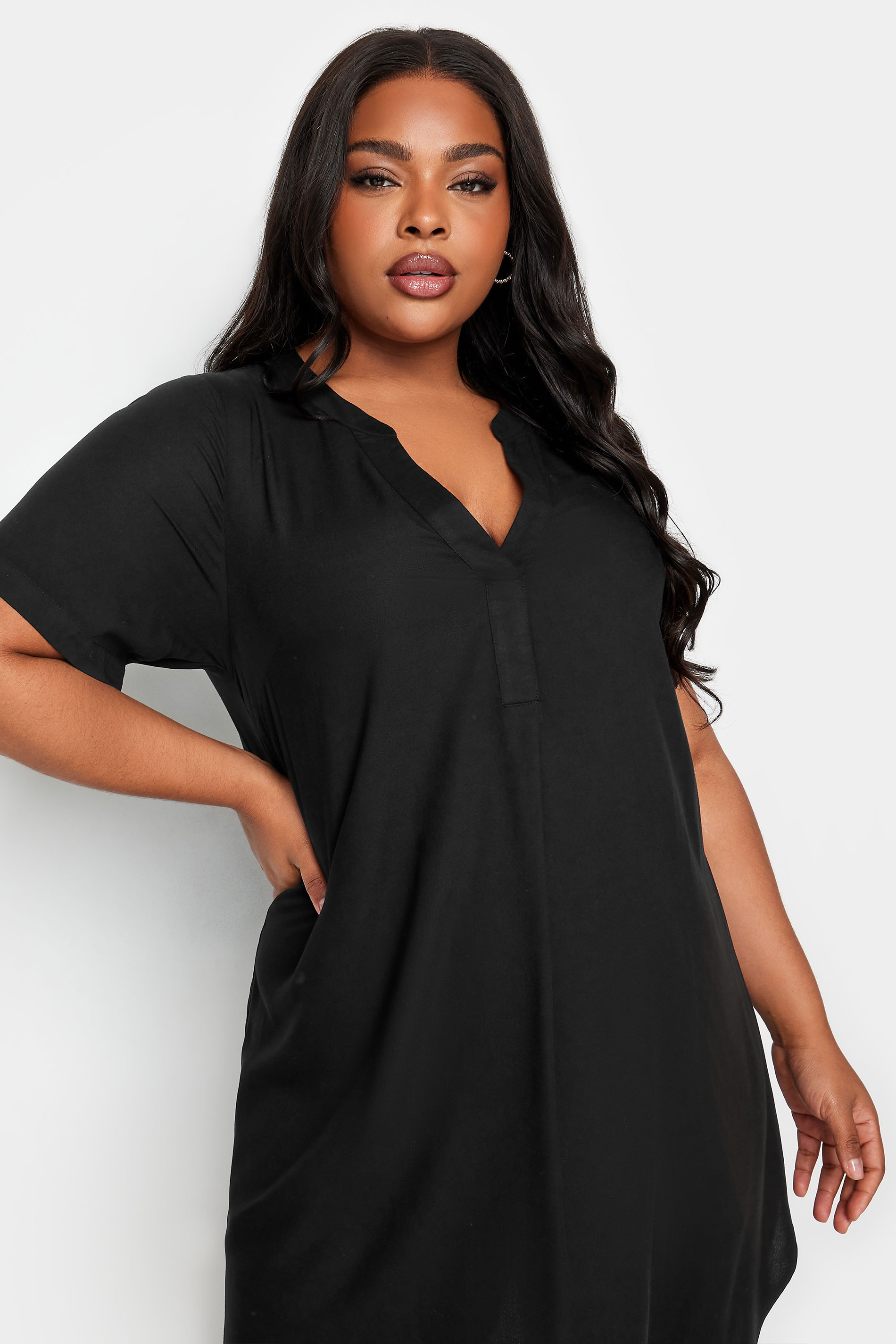 Yours Plus Size Black Tunic Dress | Yours Clothing 2