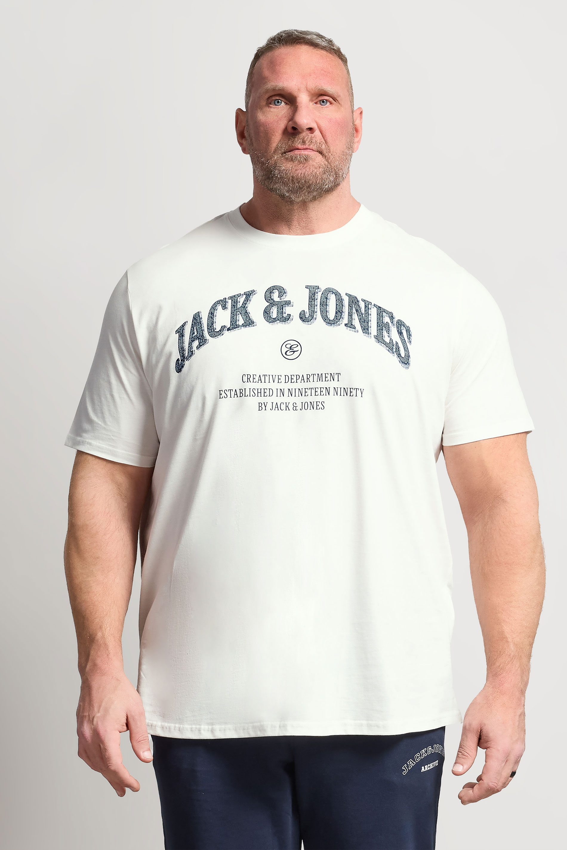 JACK & JONES Big & Tall Cloud White Graphic T-Shirt | BadRhino 3