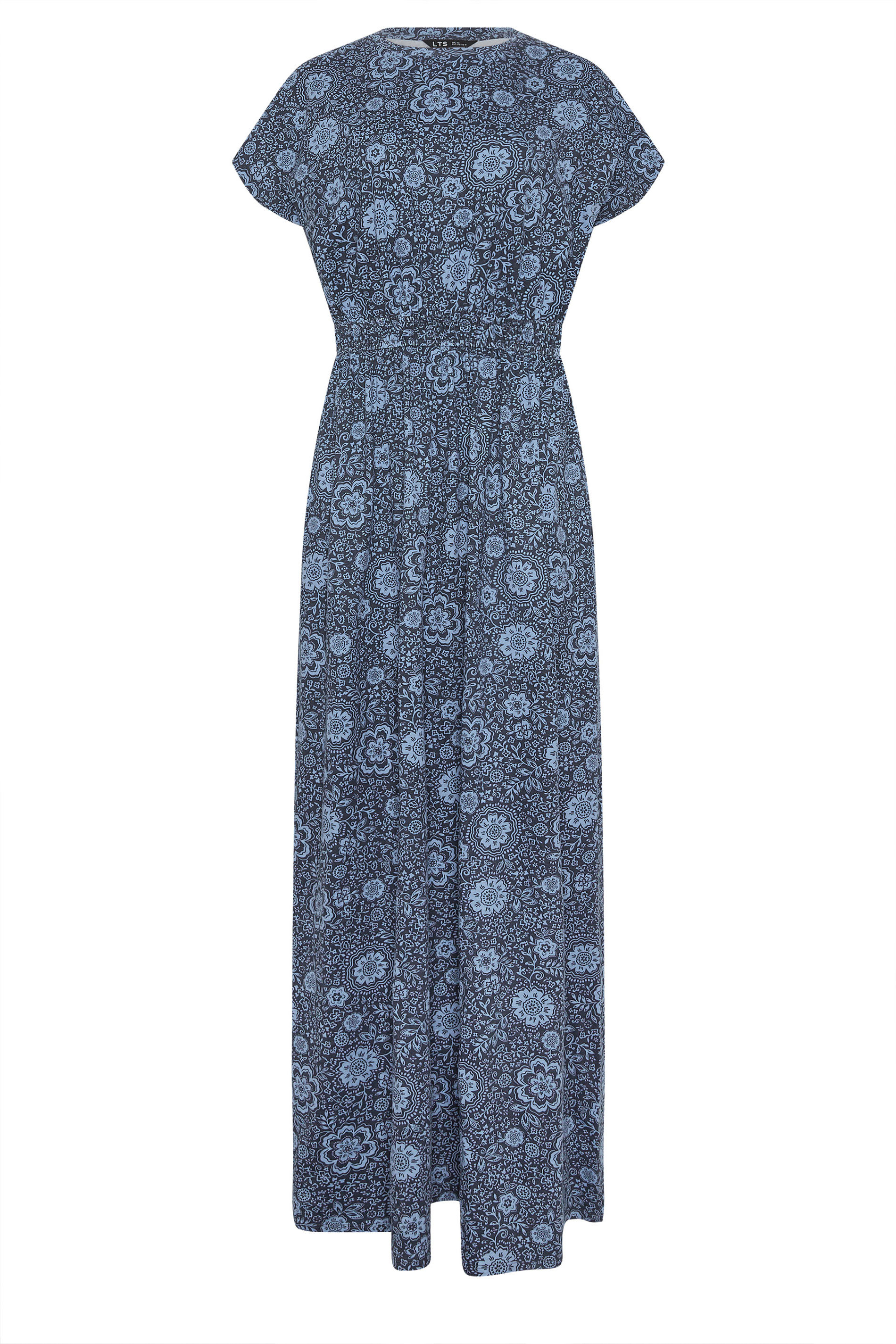 LTS Tall Women's Blue Floral Shirred Waist Cotton Maxi Dress | Long Tall Sally 6