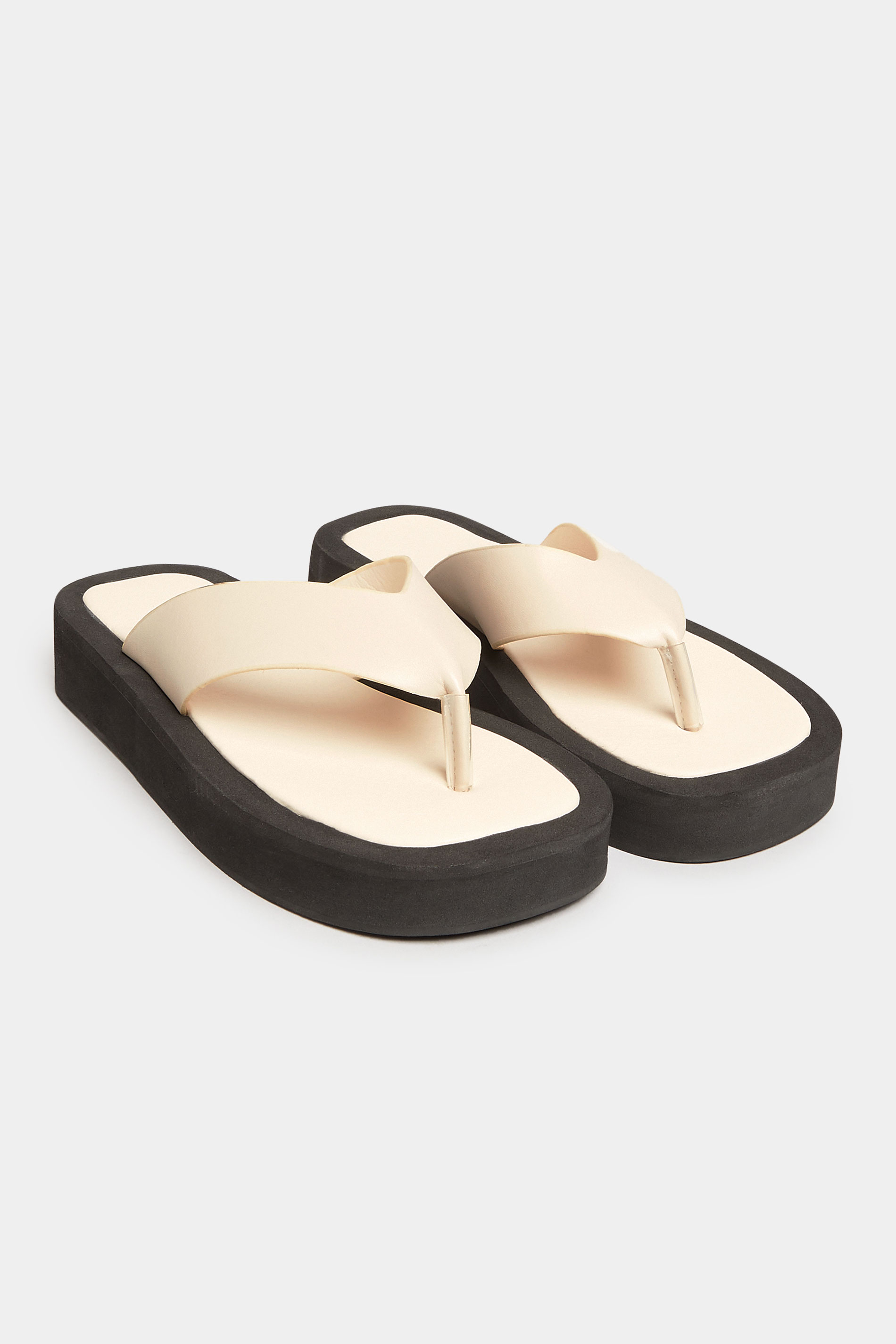 Grande taille  Shoes Grande taille  Sandals | PixieGirl Cream Flatform Sandals In Standard D Fit - XC47946