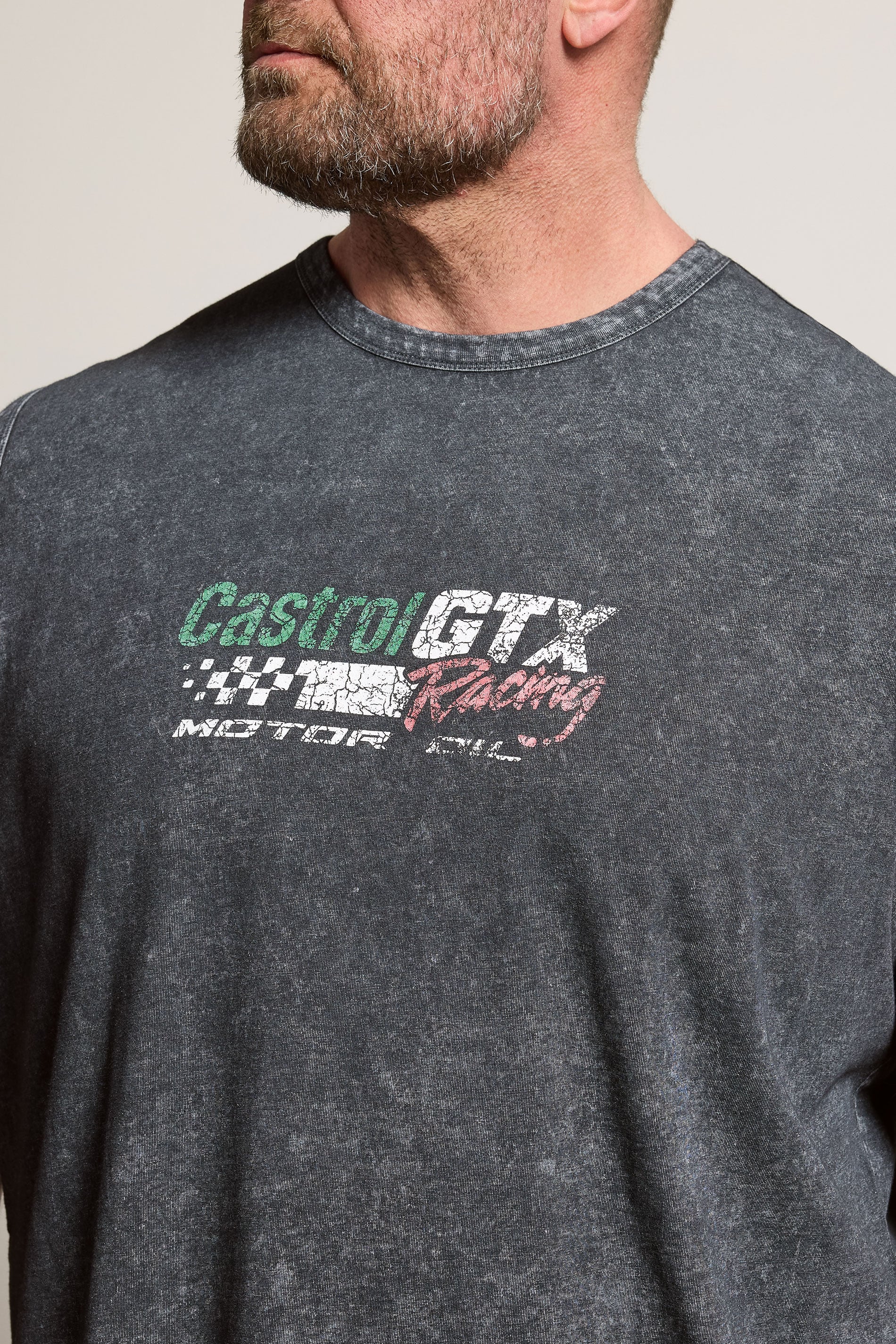 BadRhino Big & Tall Black Acid Wash 'Castrol' Graphic Vest | BadRhino 7