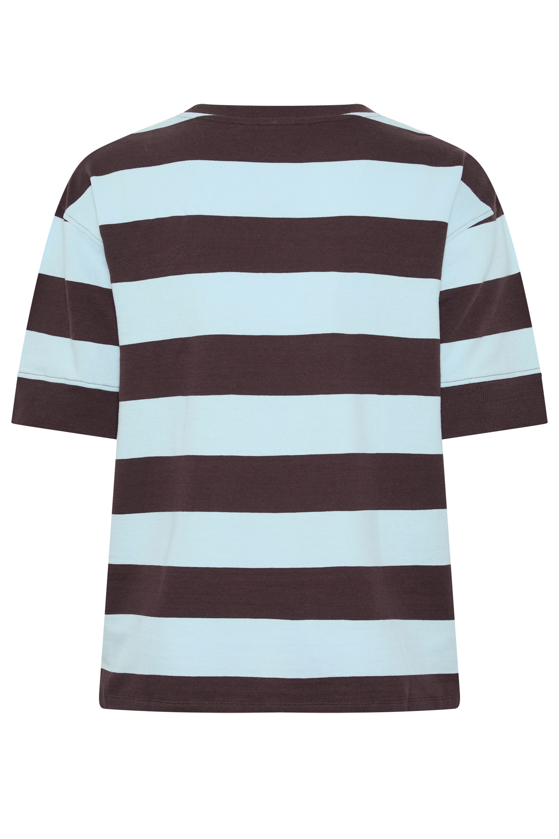 YOURS Plus Size Chocolate Brown & Blue Stripe Heavyweight T-Shirt | Yours Clothing 2