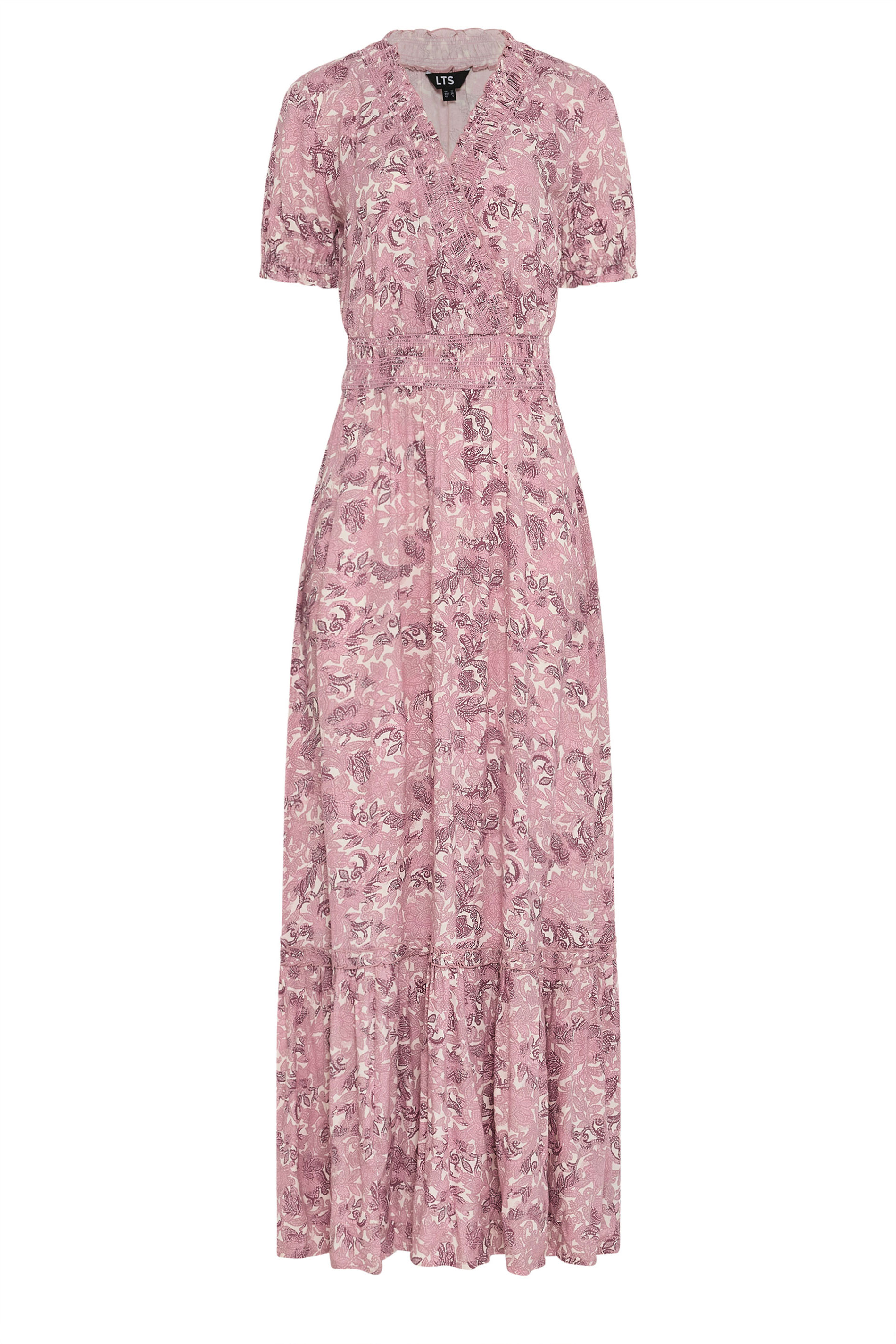 LTS Tall Women's Pink Floral Shirred Maxi Dress | Long Tall Sally 6