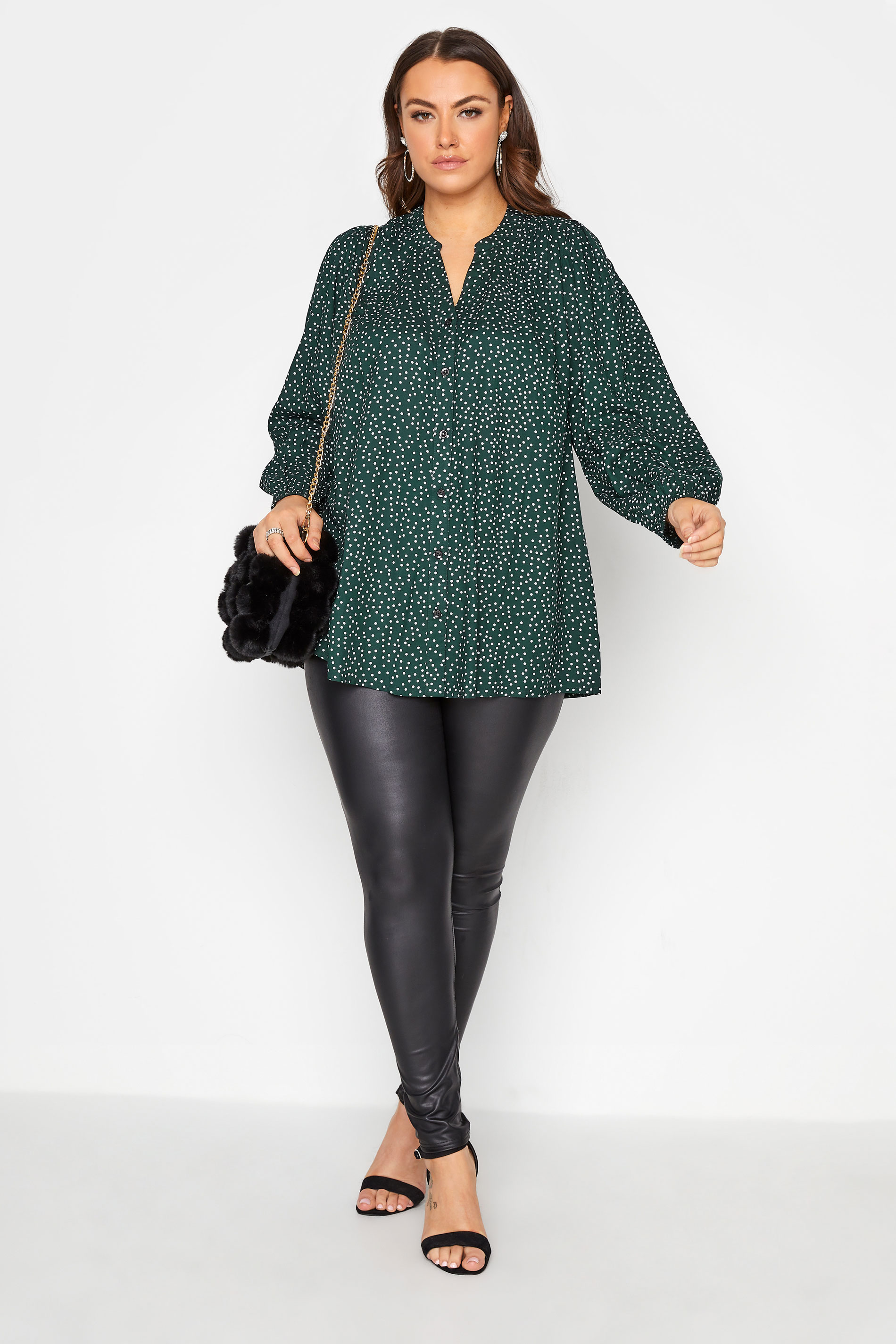 Plus Size YOURS LONDON Green Polka Dot 