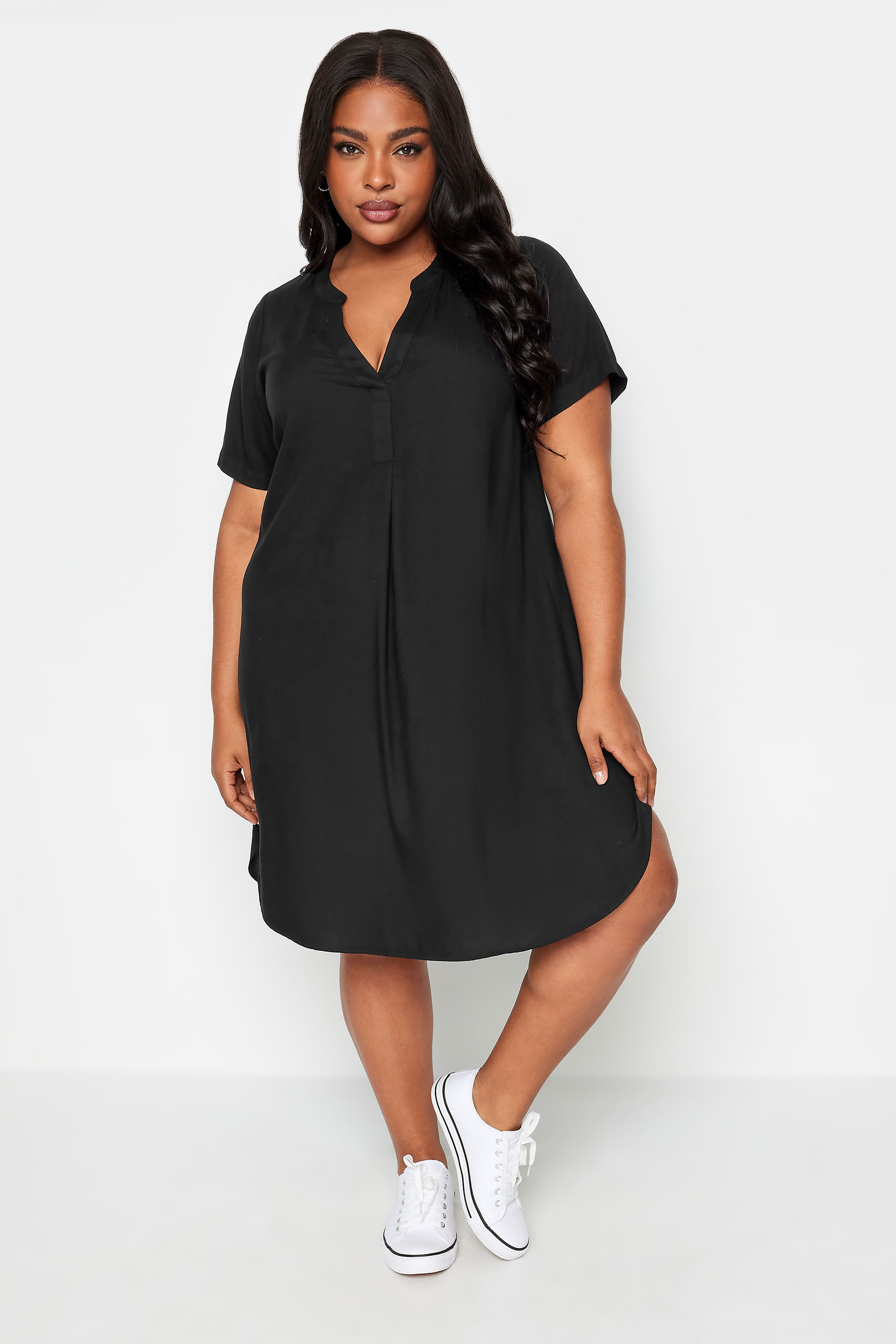 Yours Plus Size Black Tunic Dress | Yours Clothing 1