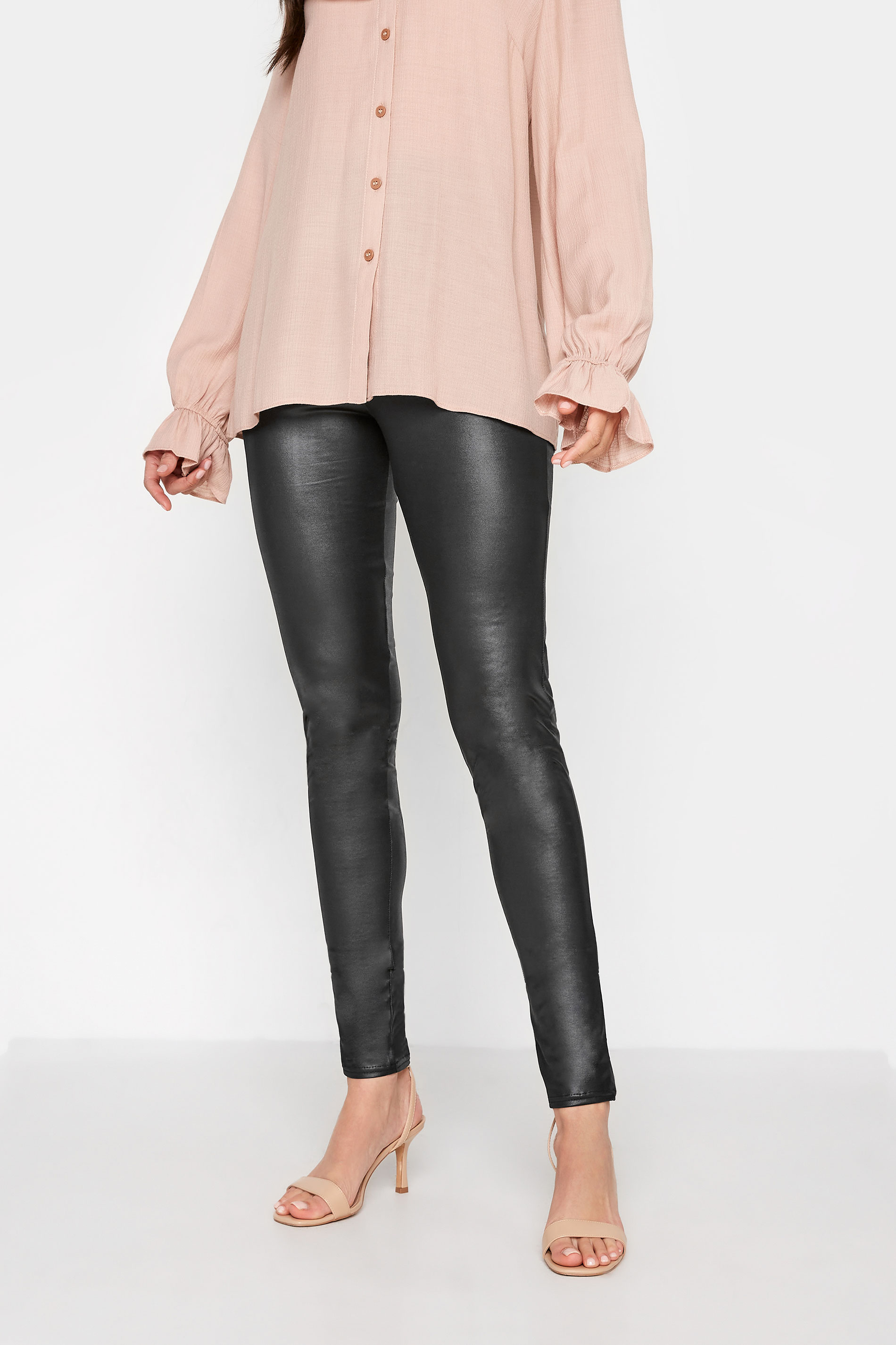 LTS Tall Black Faux Leather Look Leggings 1