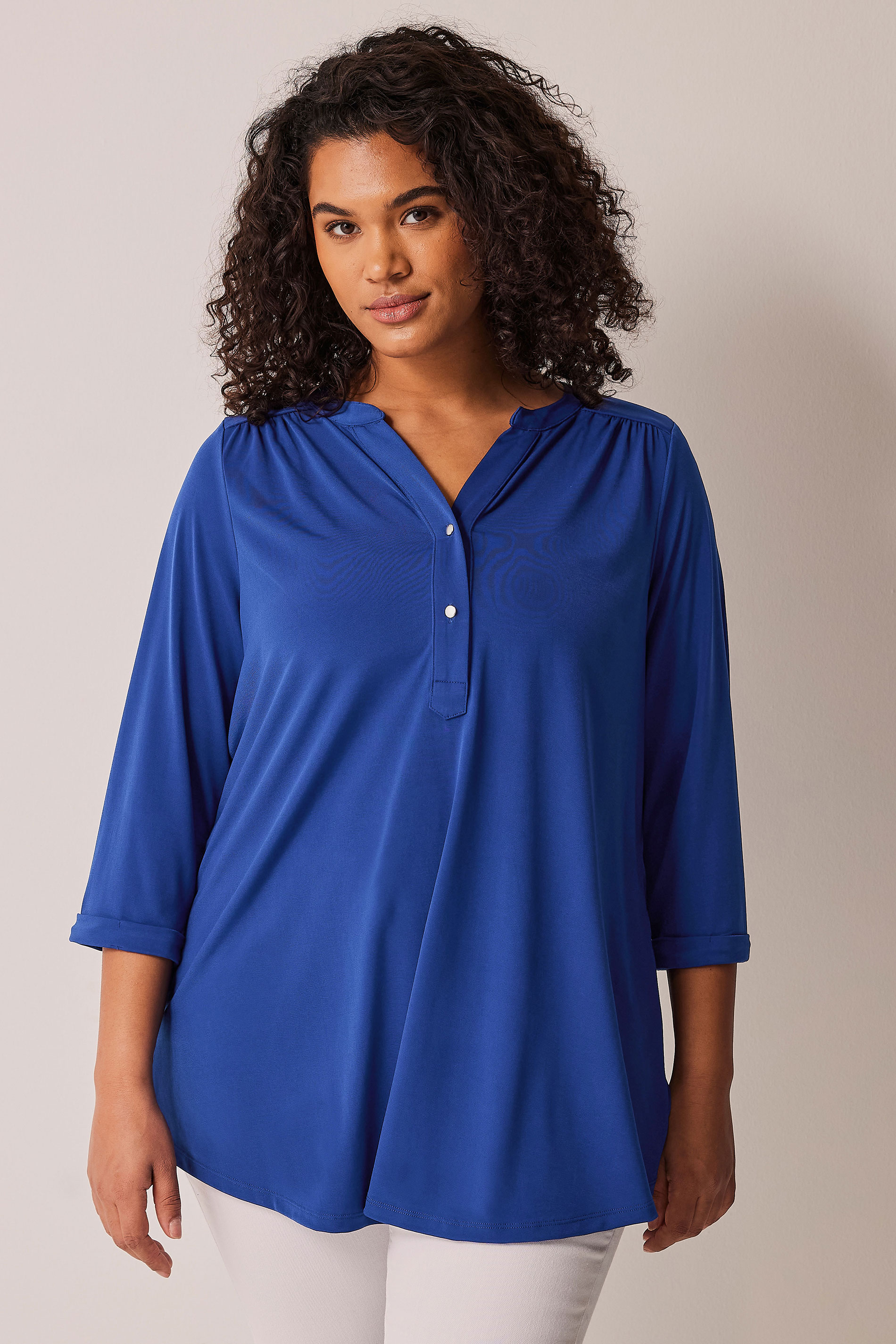EVANS Plus Size Cobalt Blue Jersey Shirt | Evans 2