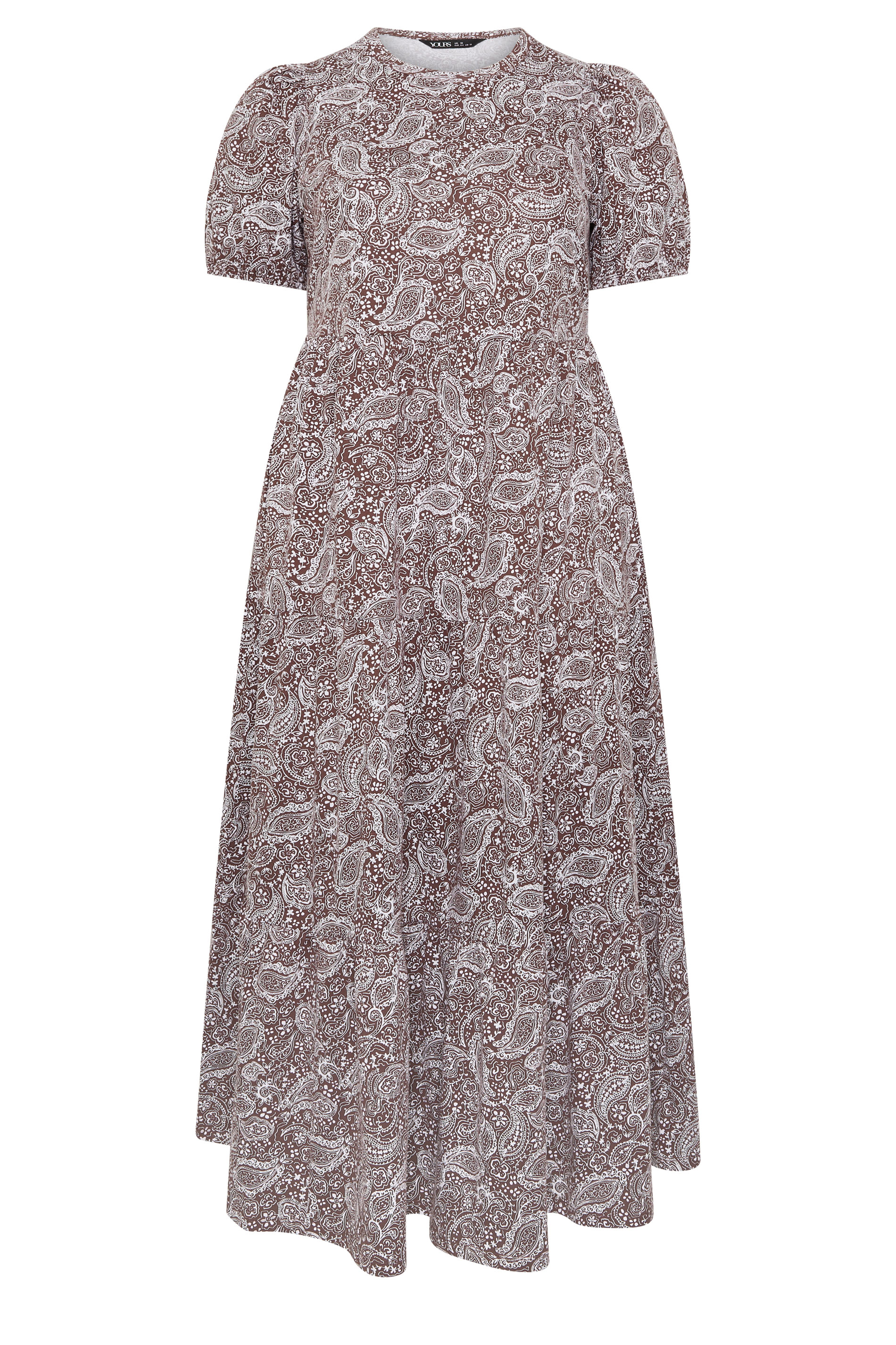 YOURS Plus Size Brown Paisley Tiered Maxi Dress | Yours Clothing 5