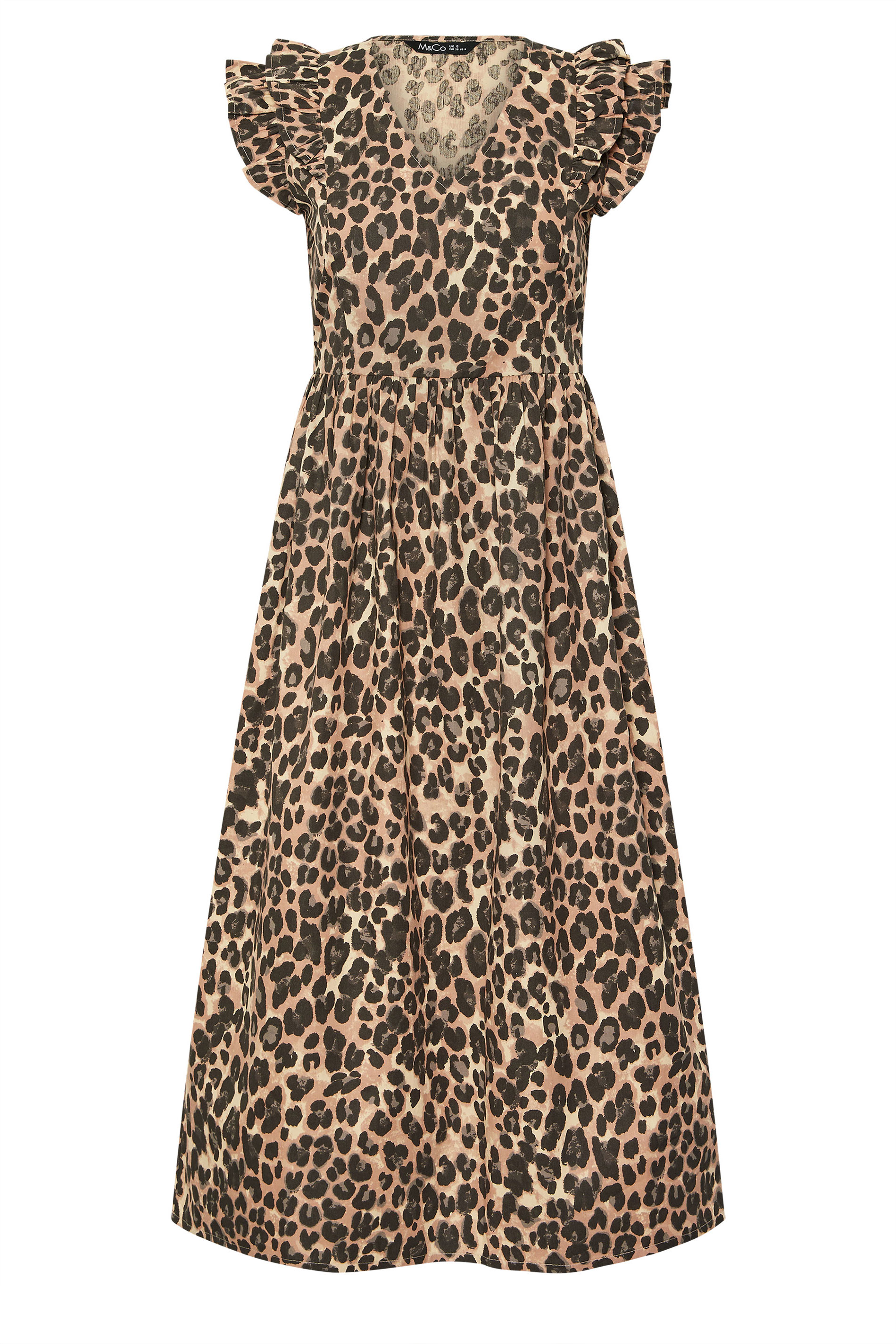 M&Co Petite Natural Brown Leopard Print Cotton Dress | M&Co 5