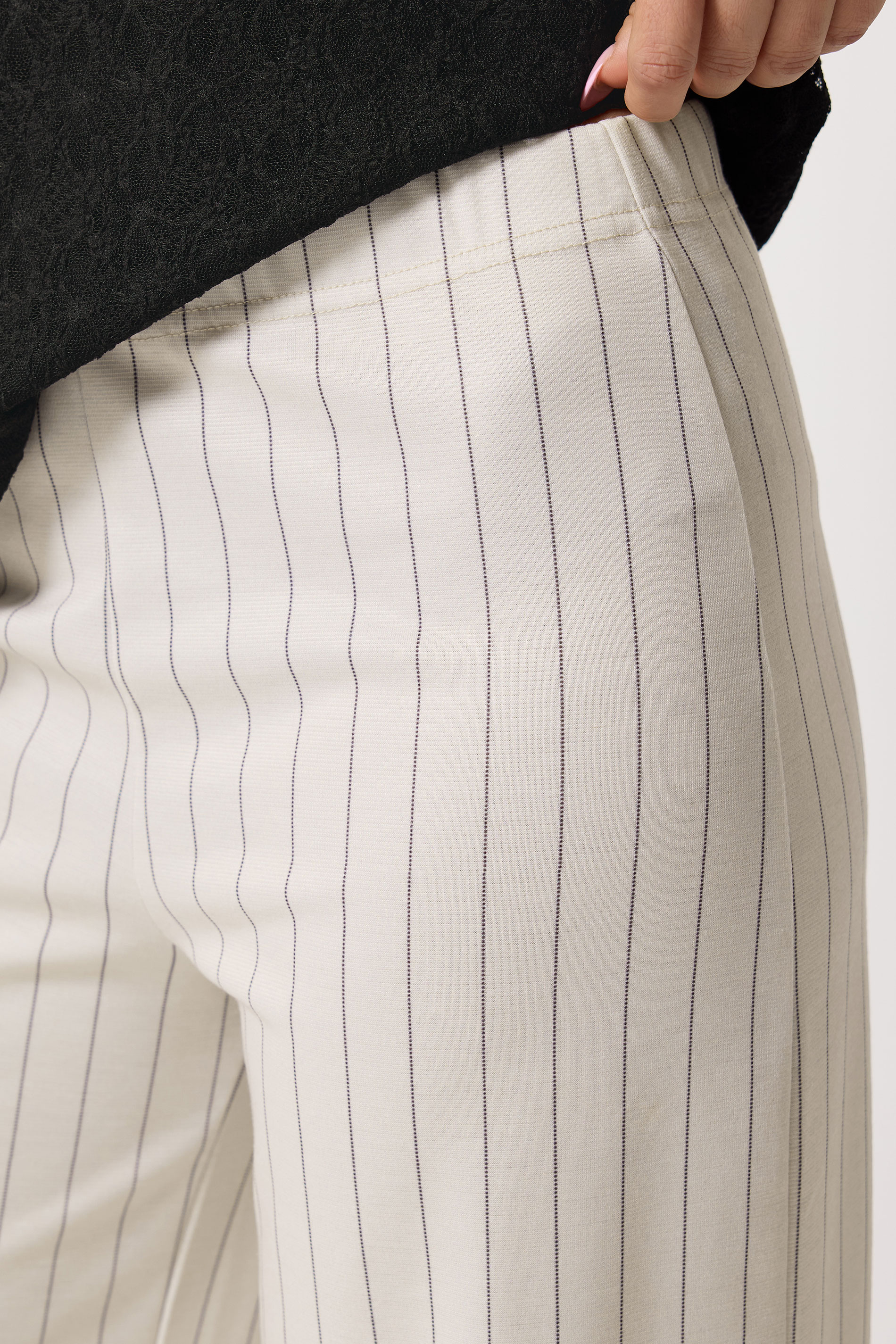 M&Co Petite Ivory White Stripe Wide Leg Trousers | M&Co 4