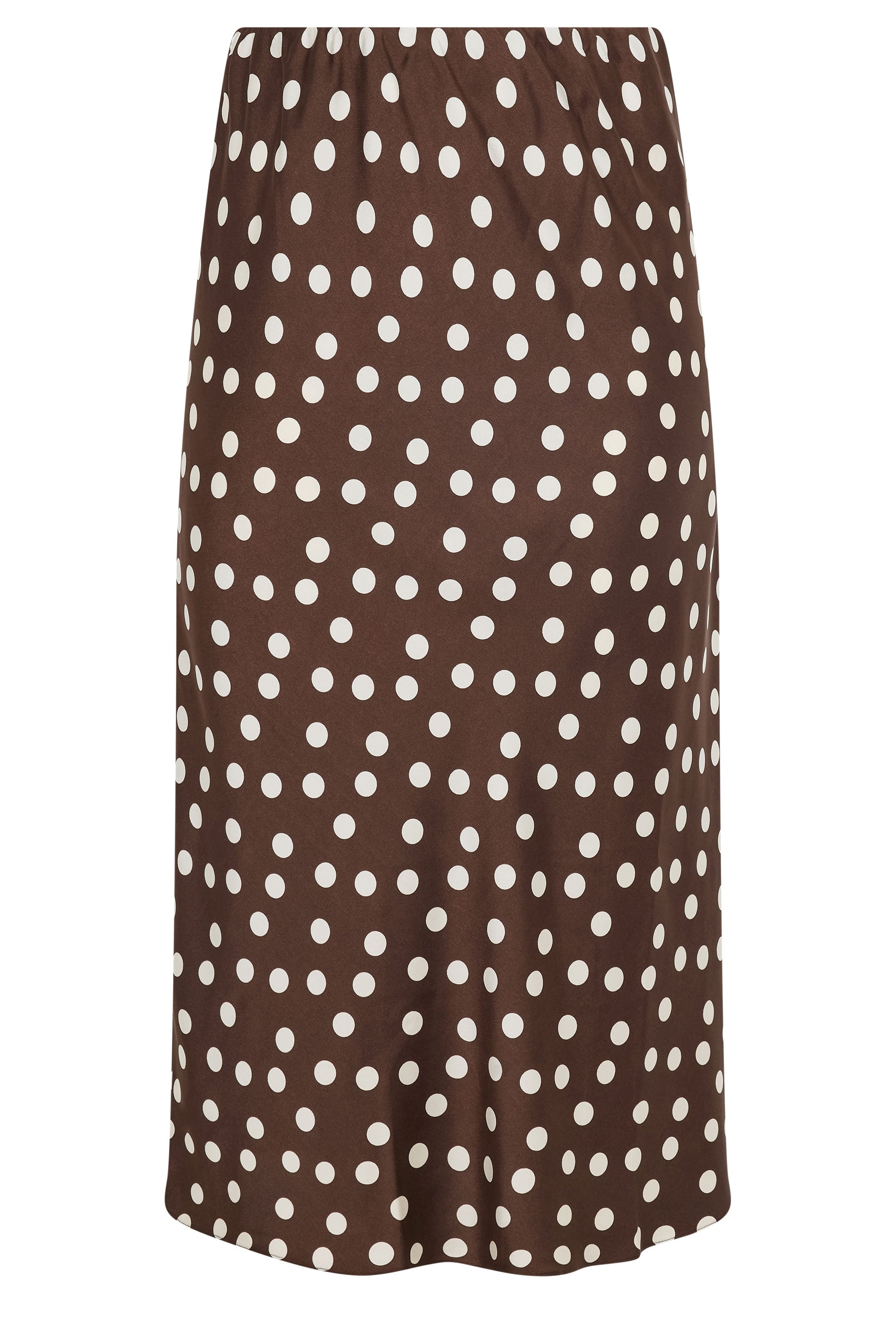 YOURS Plus Size Chocolate Brown Polka Dot Satin Skirt | Yours Clothing 5