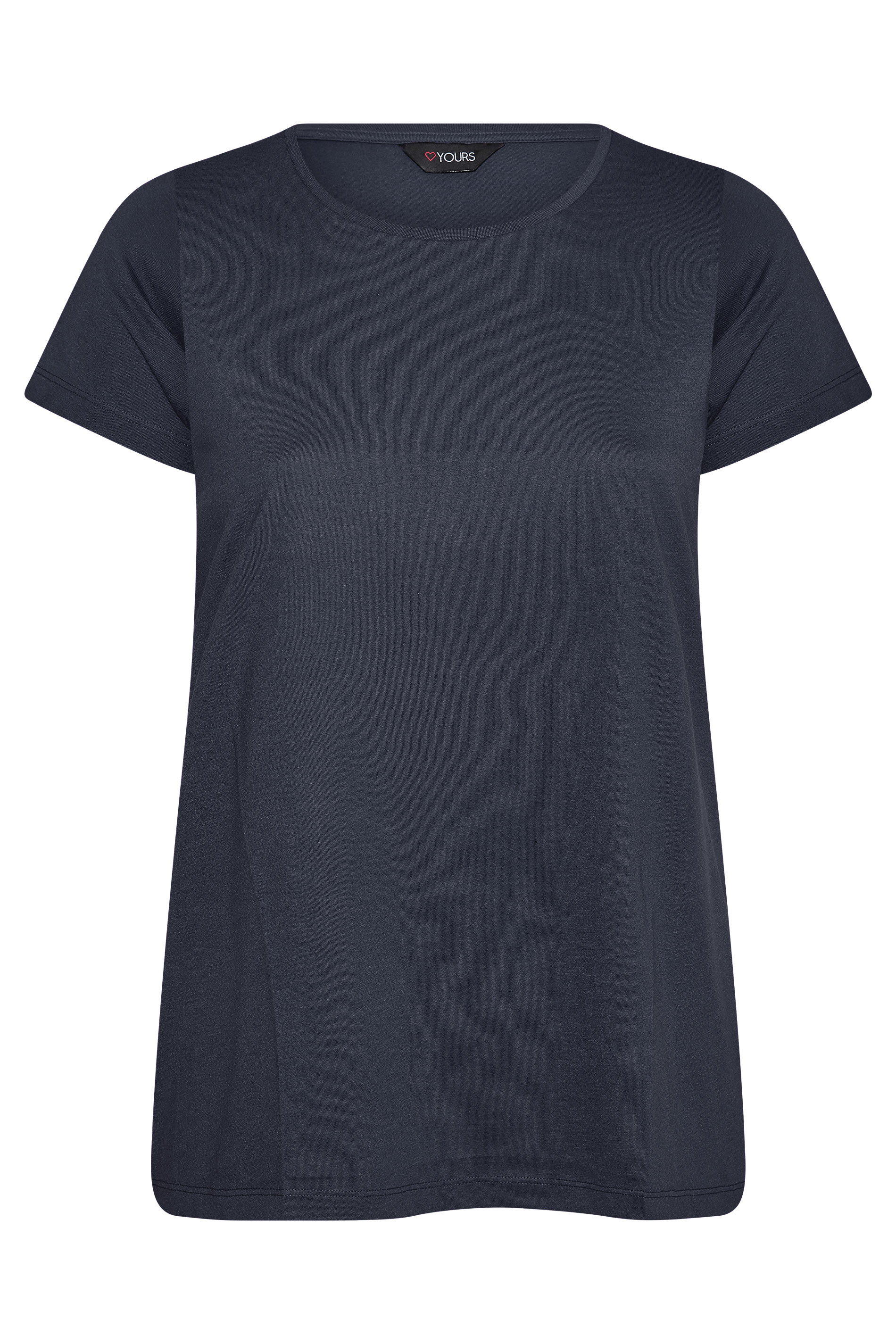 Grande taille  Tops Grande taille  T-Shirts Basiques & Débardeurs | T-Shirt Bleu Marine Manches Courtes en Jersey - PF12192