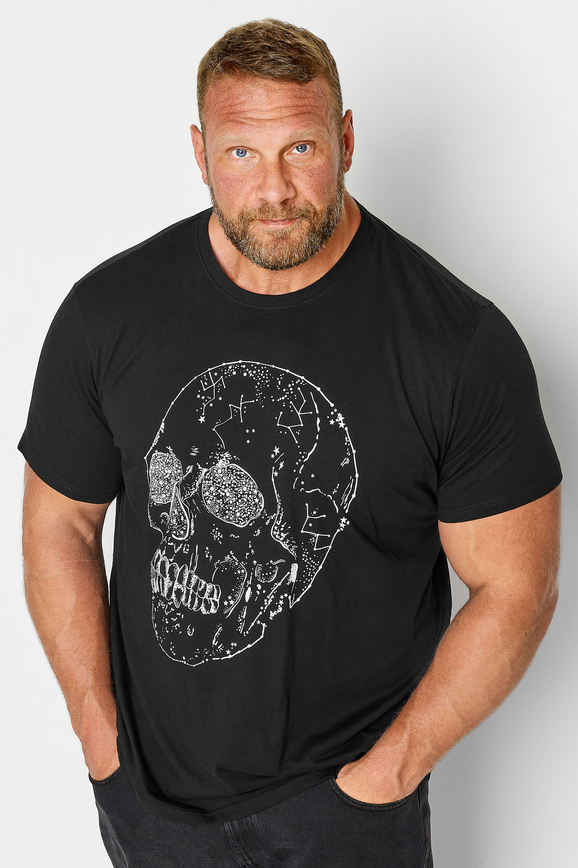 BadRhino Big & Tall Black Constellation Skull Print T-Shirt | BadRhino 2