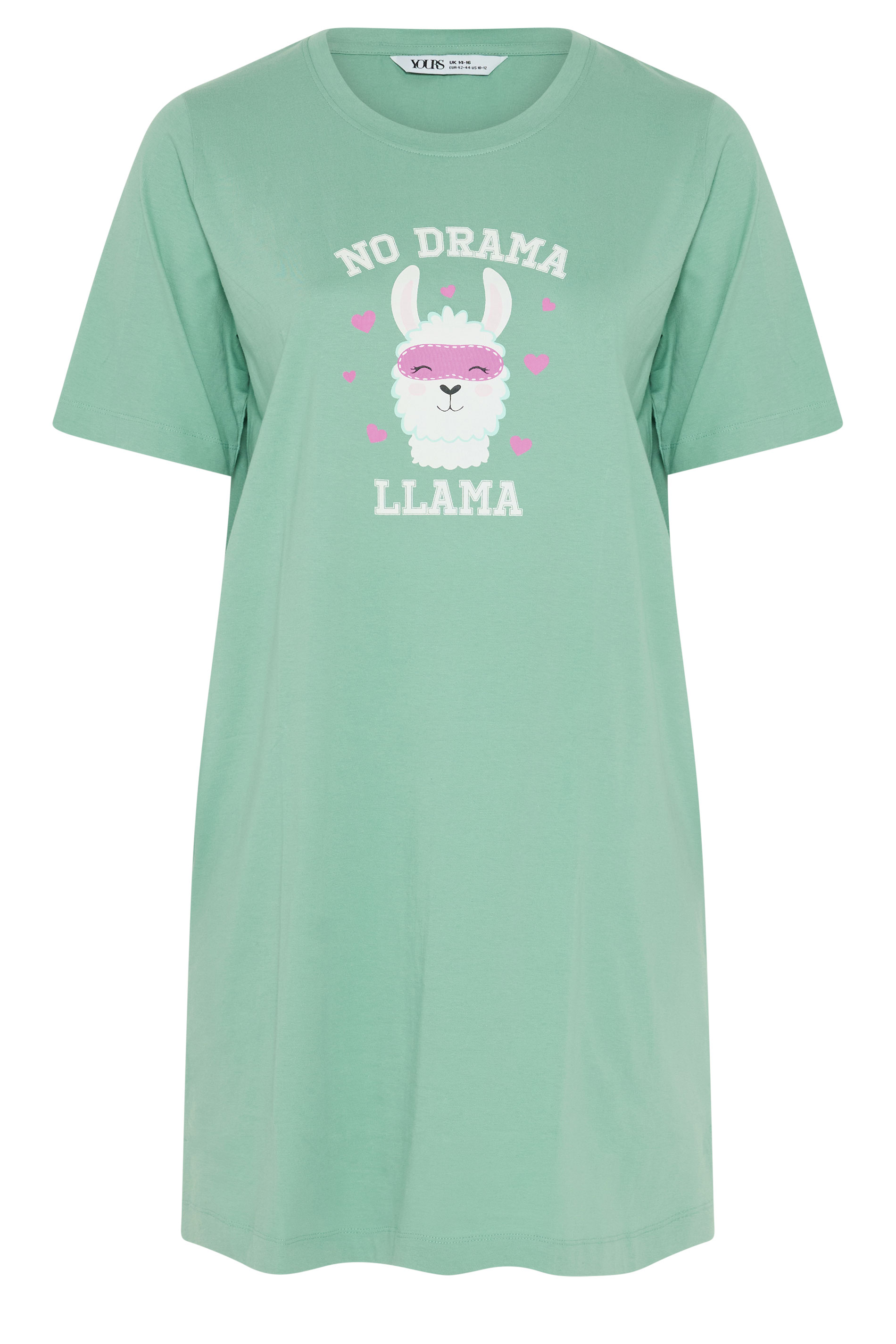 YOURS Plus Size Green Llama Side Split Nightdress | Yours Clothing 5
