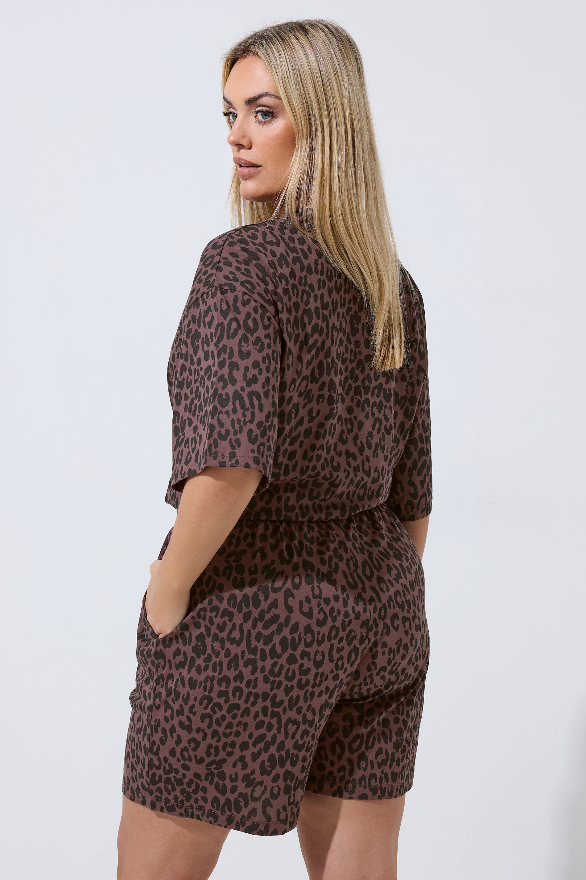LIMITED COLLECTION Plus Size Chocolate Brown Leopard Shorts | Yours Clothing 2