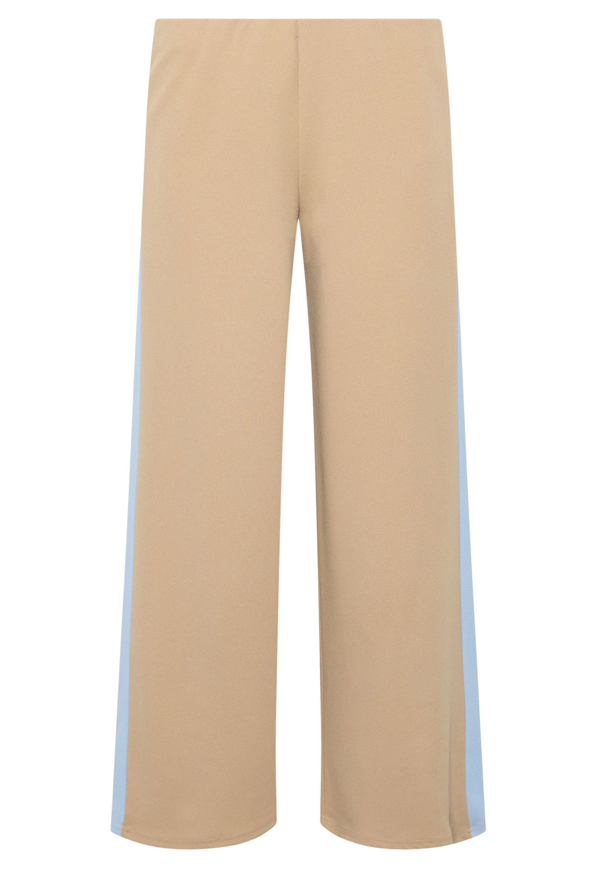 PixieGirl Petite Women's Natural Brown Side Stripe Scuba Wide Leg Trousers | PixieGirl 5
