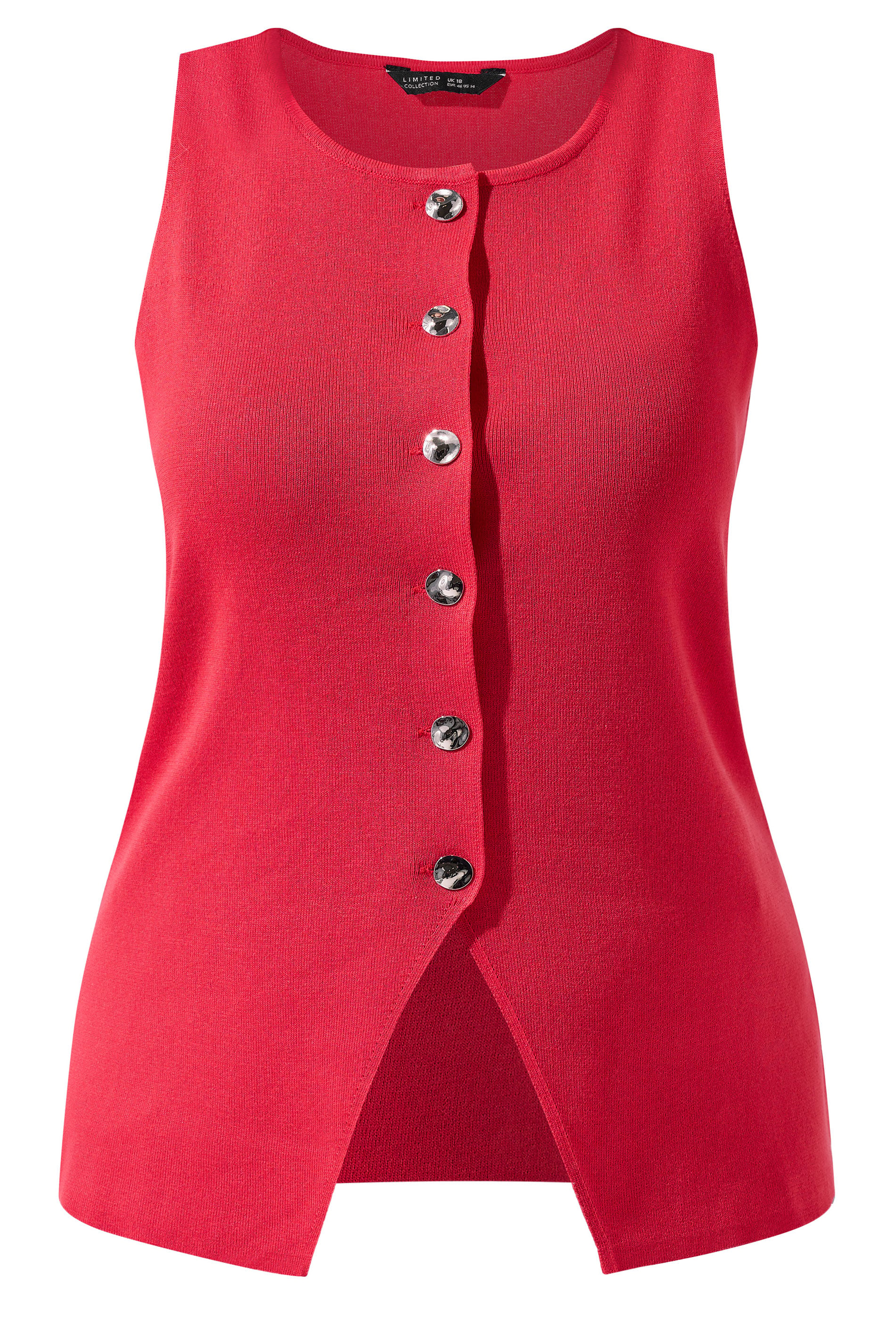 LIMITED COLLECTION Plus Size Red Knitted Waistcoat | Yours Clothing 5