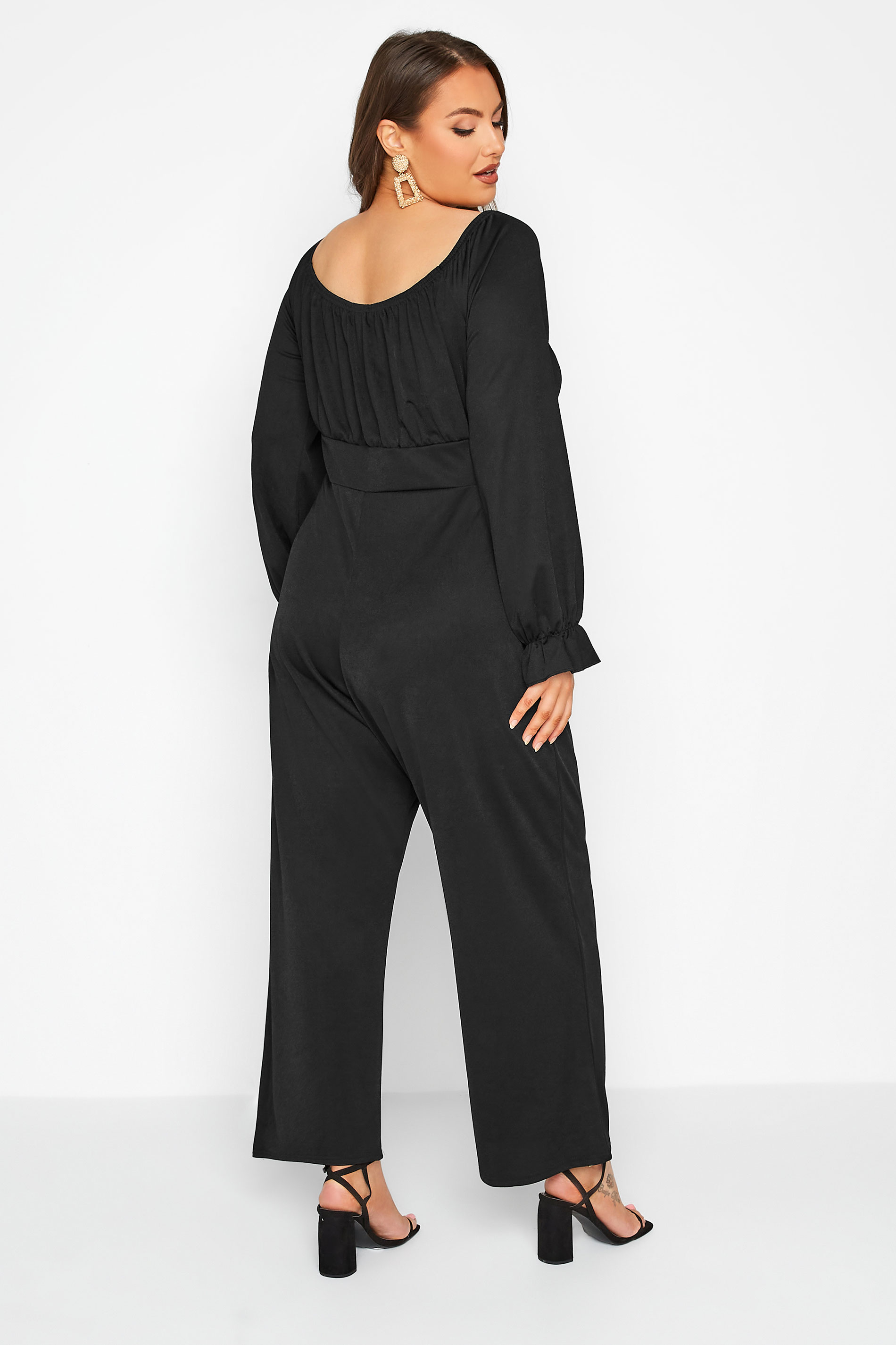LIMITED COLLECTION Curve Black Corset Long Sleeve Jumpsuit | Yours Clothing 3