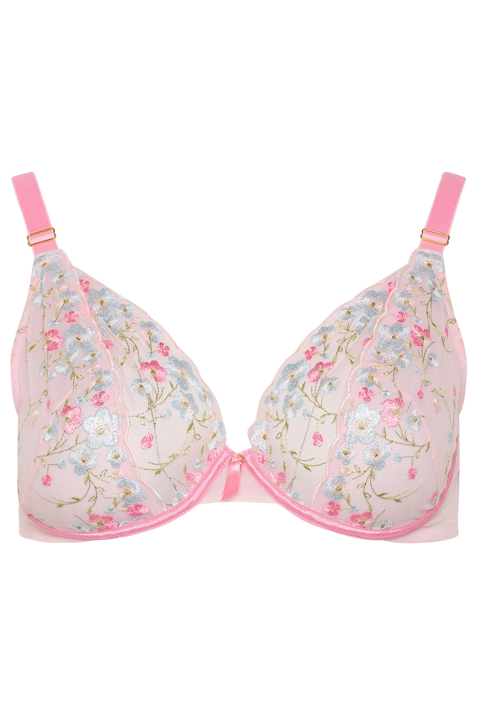 YOURS Plus Size Pink Lace Underwired Non Padded Bra | Yours Clothing 5