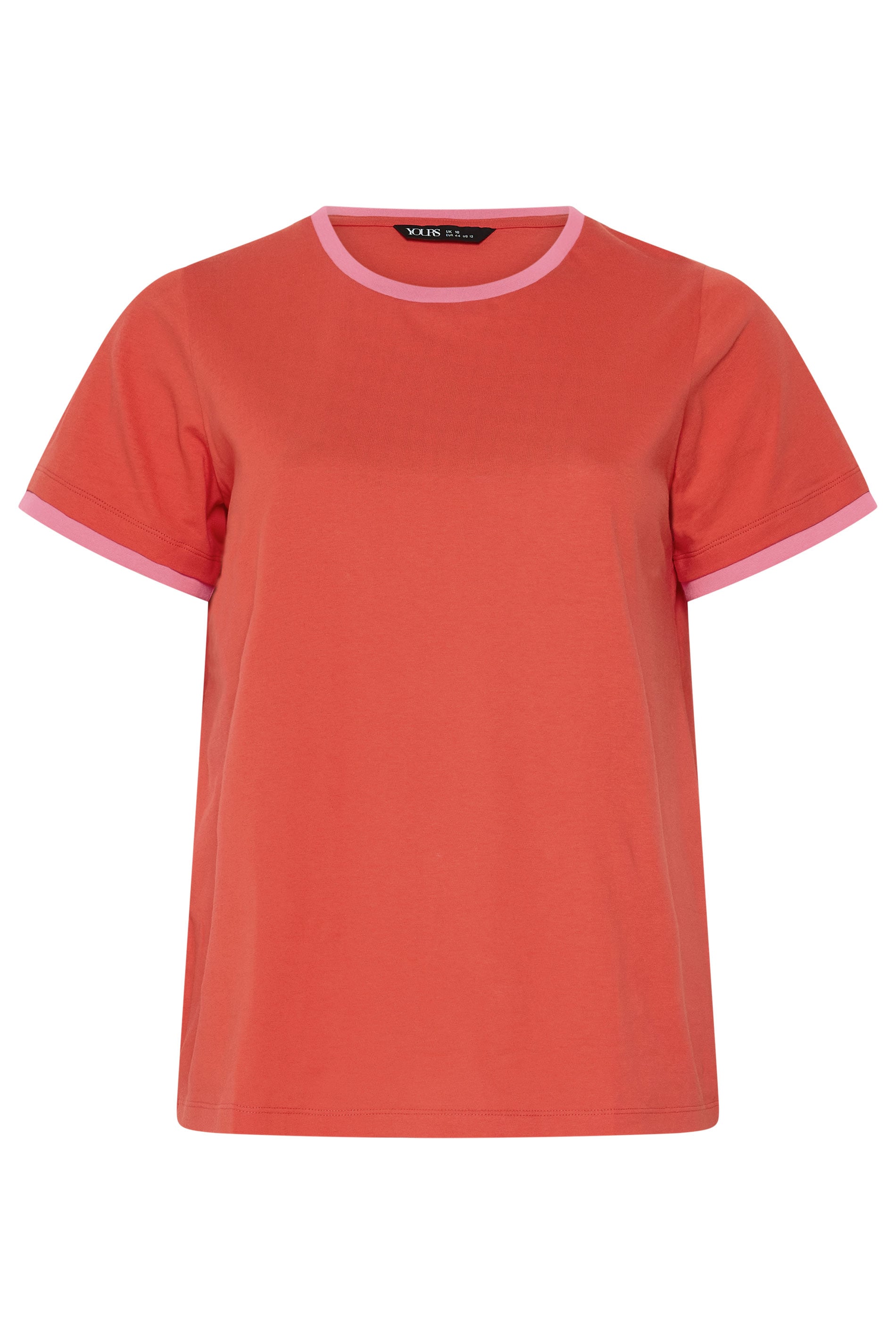 YOURS Plus Size Orange Contrast Trim T-Shirt | Yours Clothing 5