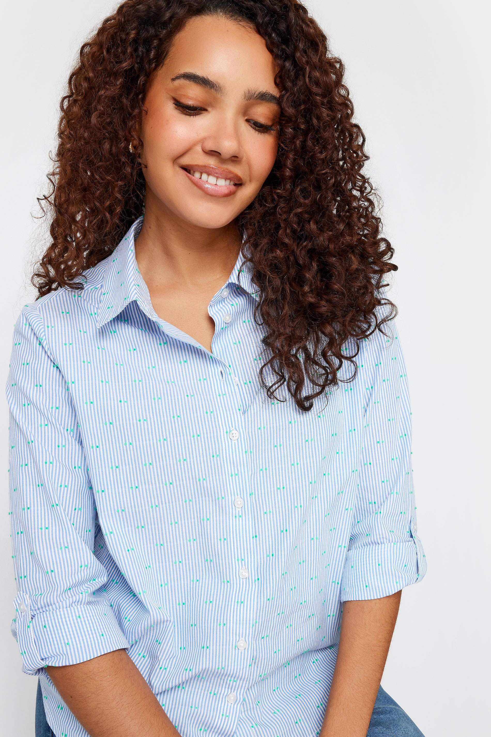 M&Co Blue Striped Dobby Shirt | M&Co 5