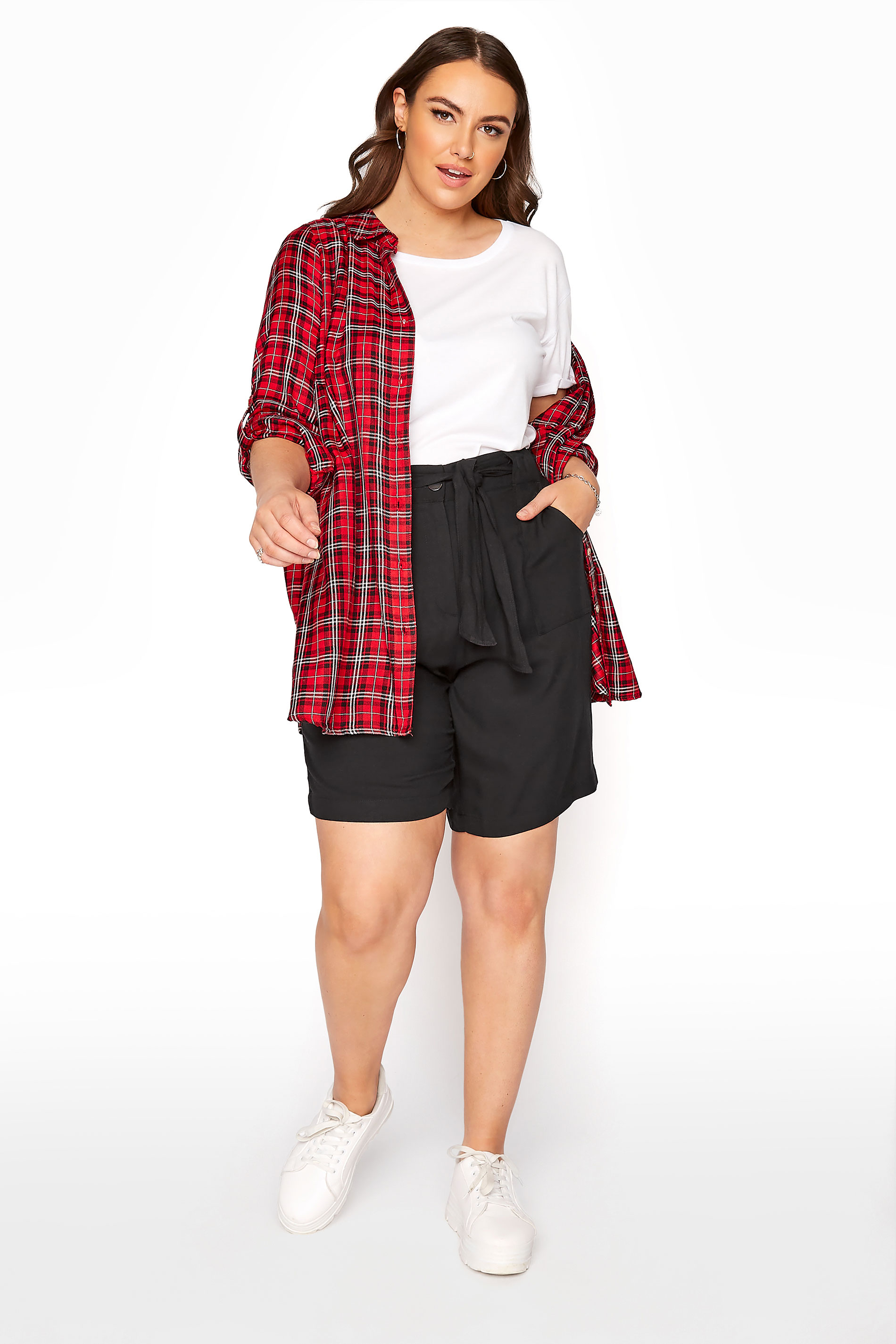 Black Belted Shorts | Yours Clothing 2