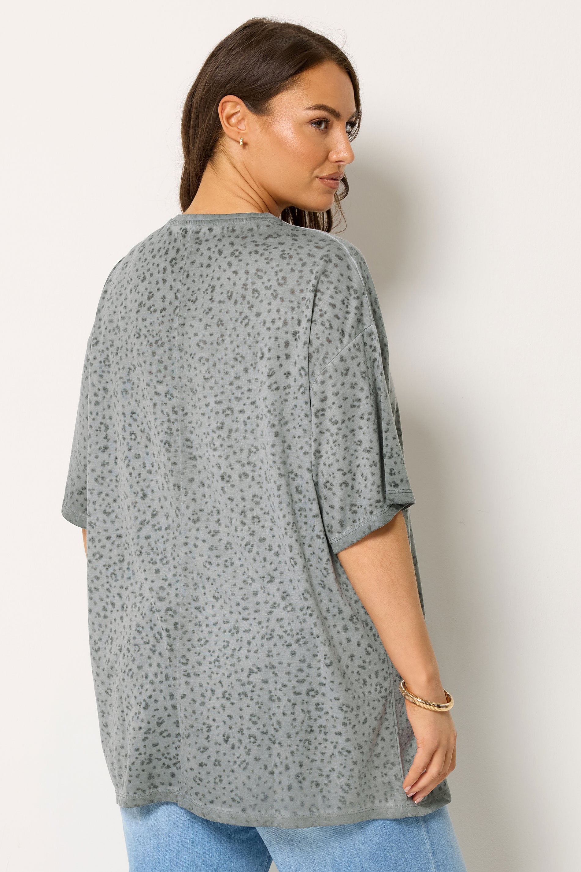 YOURS Plus Size Grey Animal Burnout T-Shirt | Yours Clothing 2