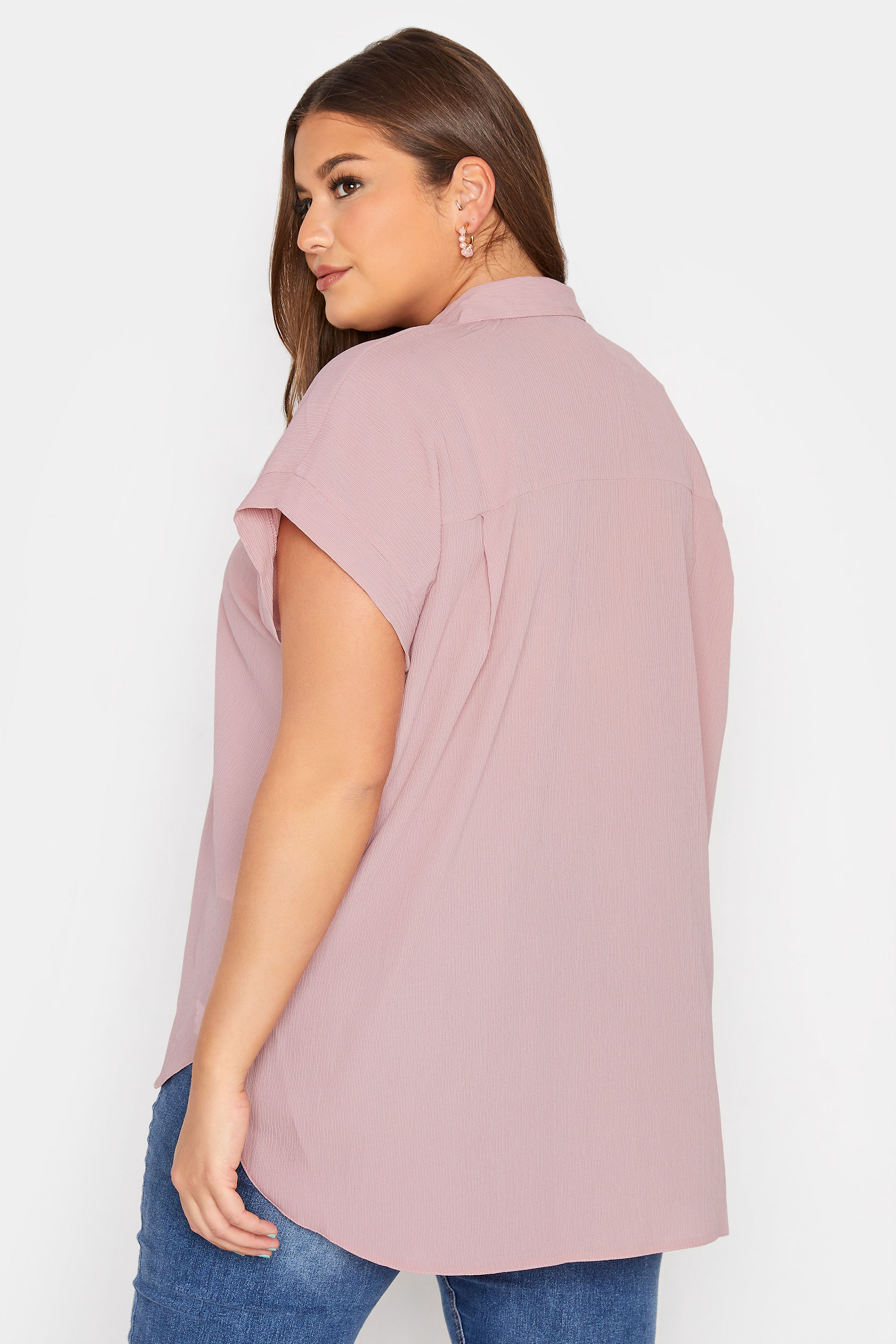 Plsu Size Curve Pink Grown On Sleeve Shirt | Yours Clothing 3