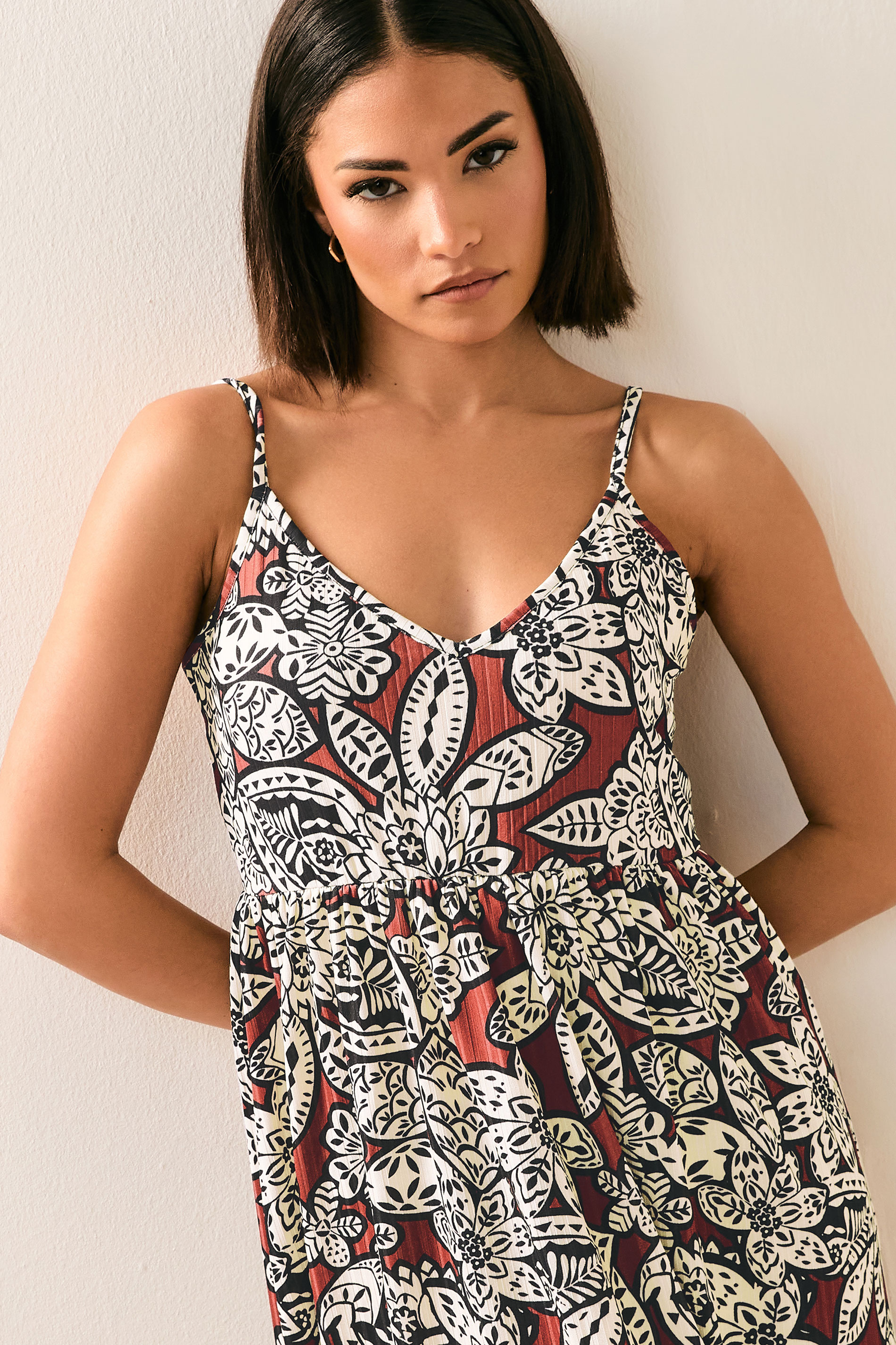 PixieGirl Rust Orange Floral Print Midi Dress | PixieGirl 5