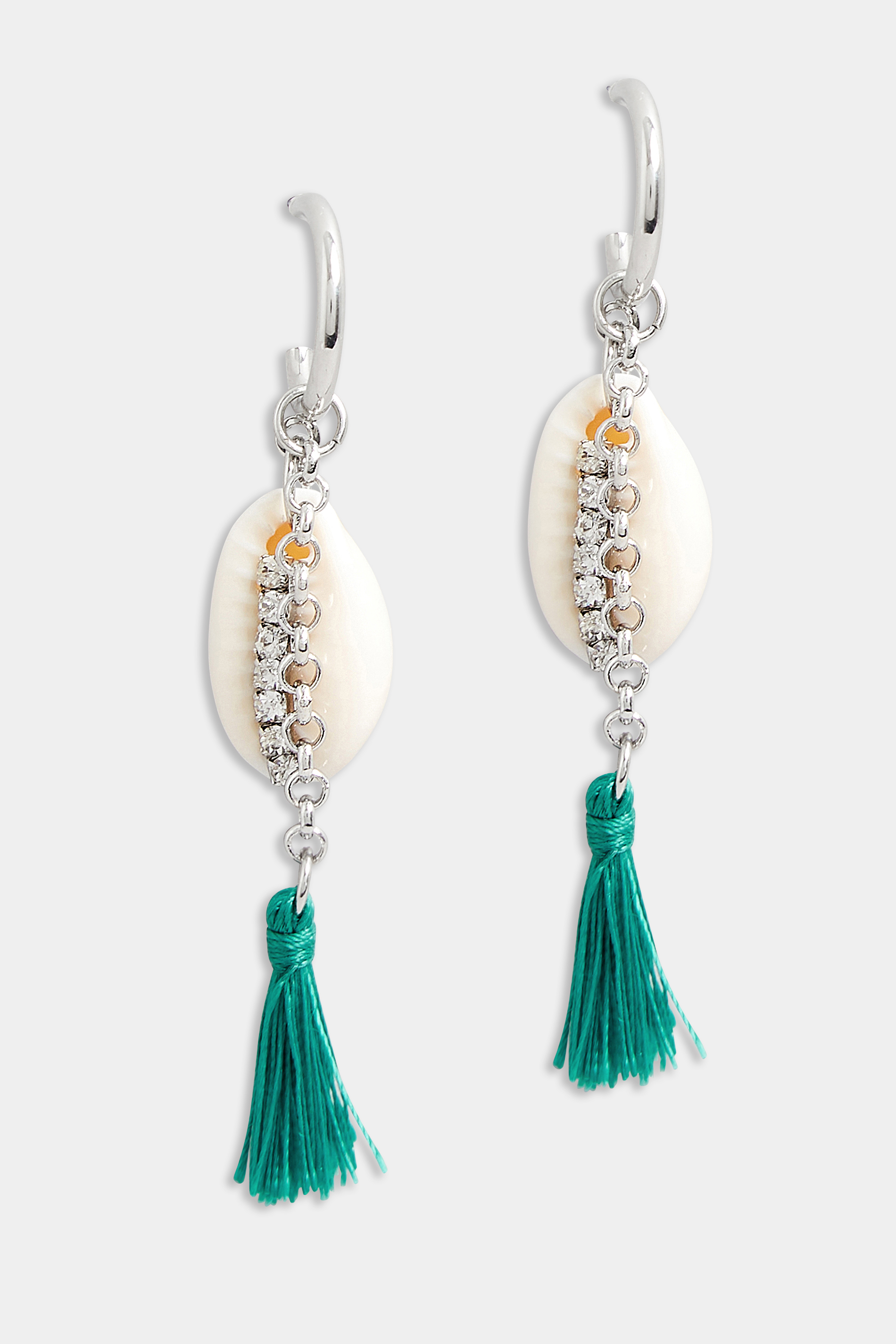 Silver Tone Shell Tassel Earrings | Yours Clothing  2