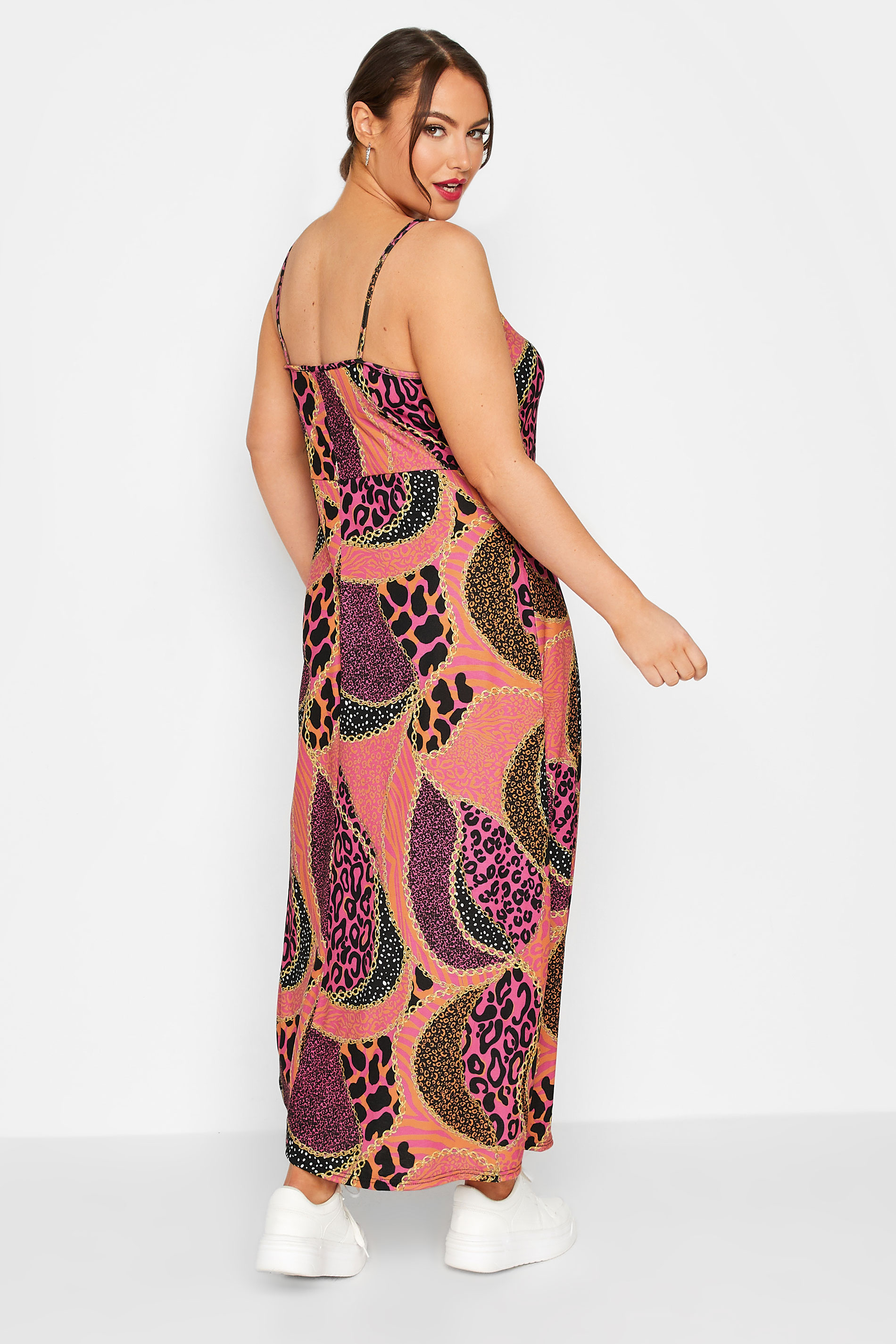 LIMITED COLLECTION Curve Orange Animal Chain Print Cami Maxi Dress | Yours Clothing 3