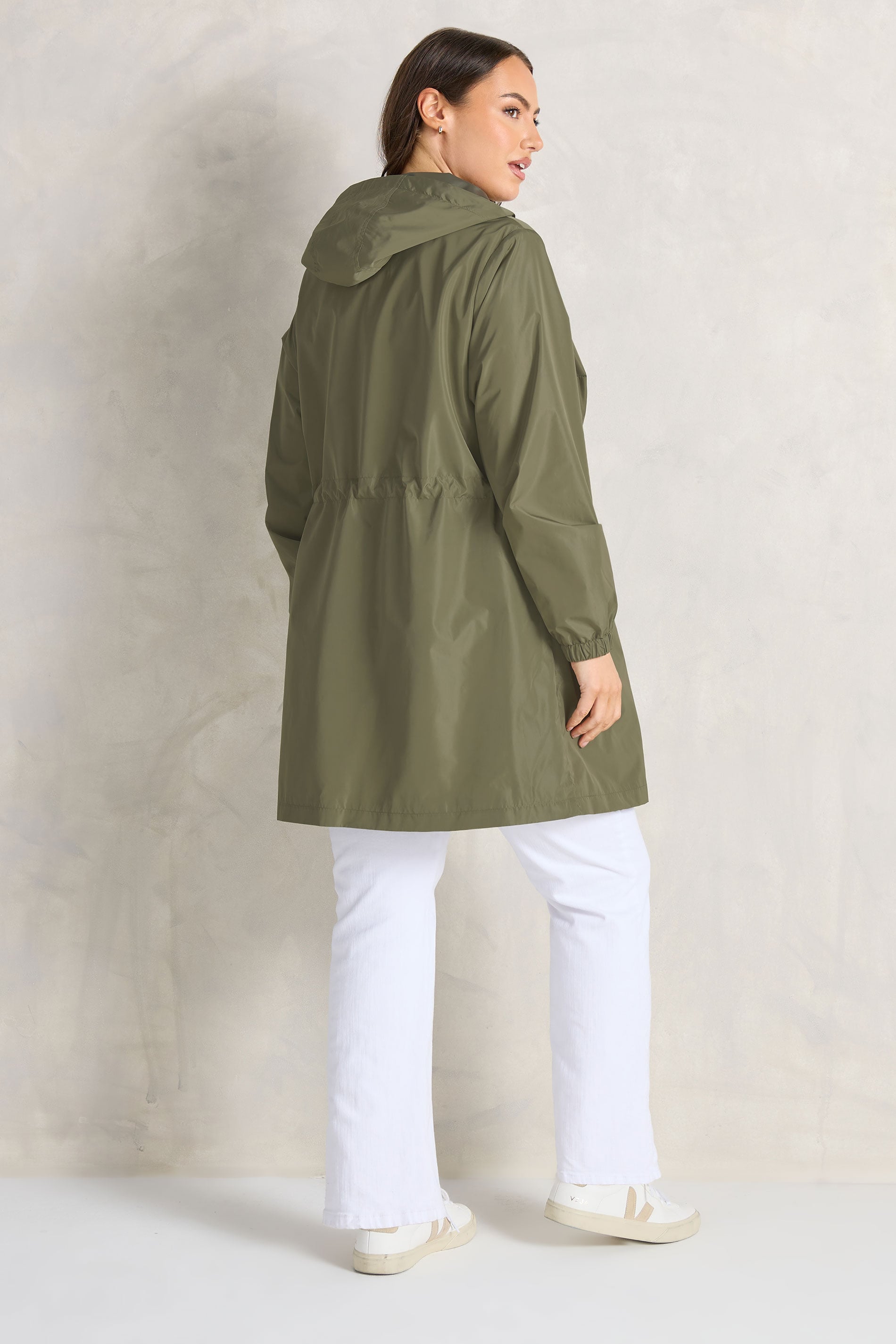 EVANS Plus Size Khaki Green Lightweight Rain Jacket | Evans 4