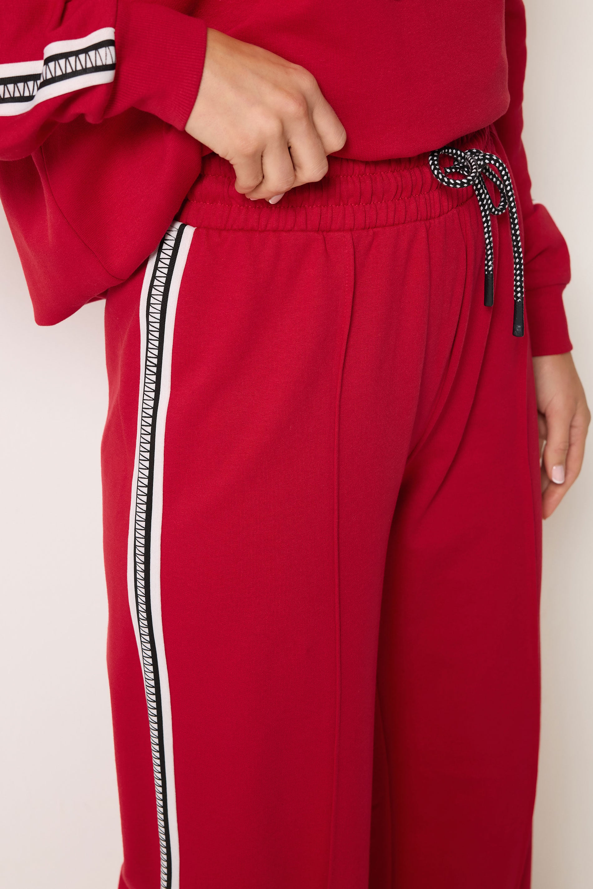 LTS Tall Women's Red Side Tape Wide Leg Joggers | Long Tall Sally 4