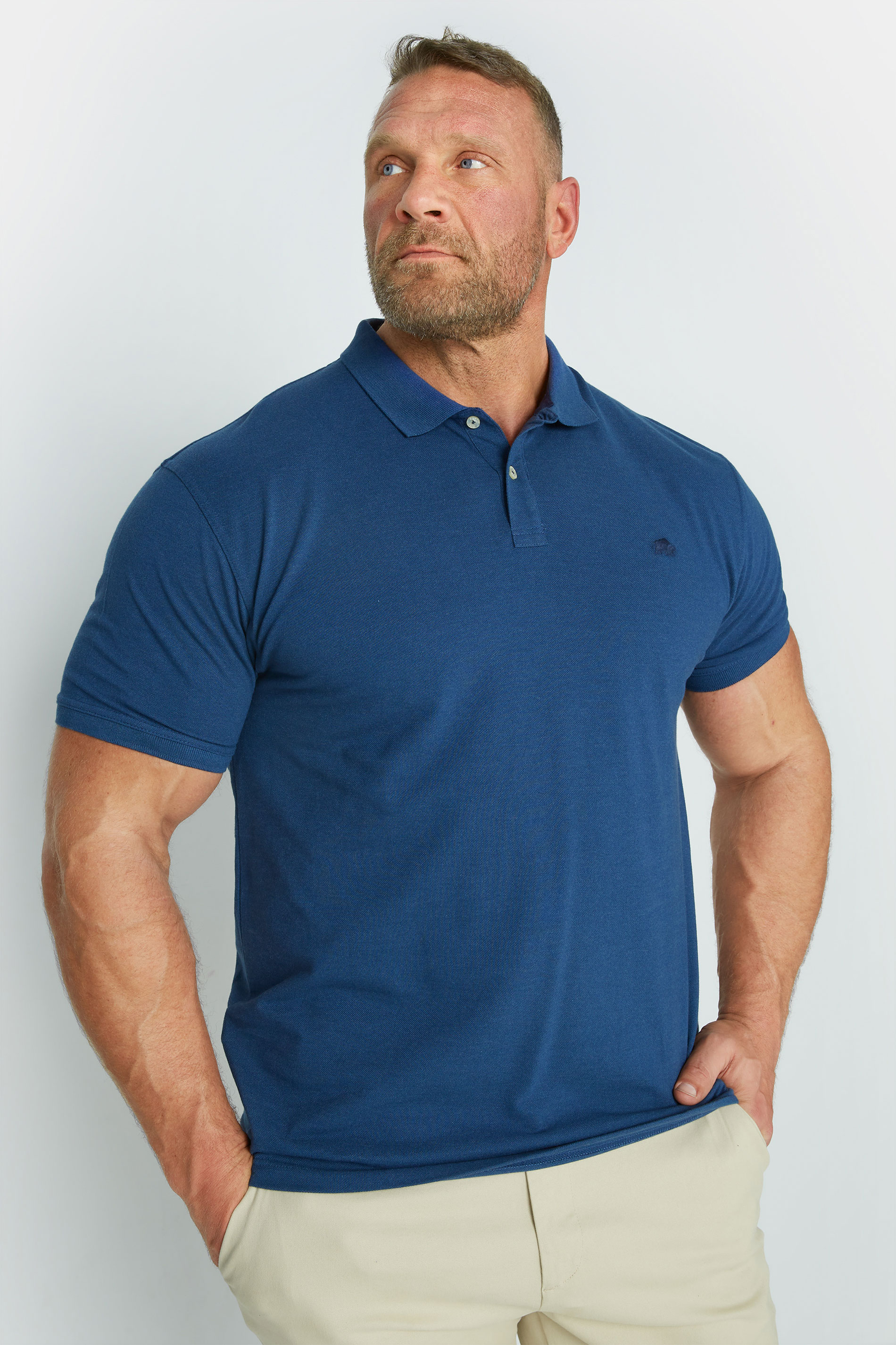 RAGING BULL Big & Tall Denim Blue Signature Pique Polo Shirt 1