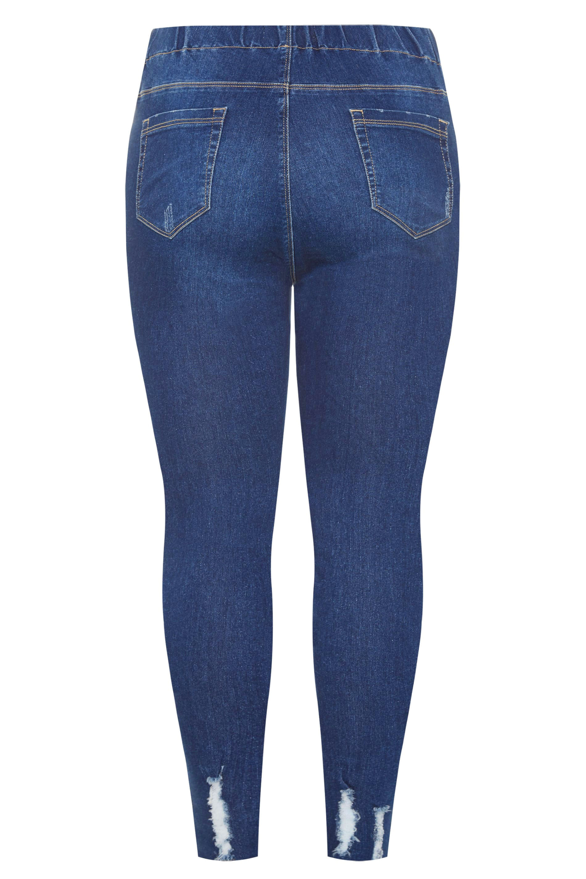 Indigo Extreme Distressed JENNY Jeggings | Yours Clothing