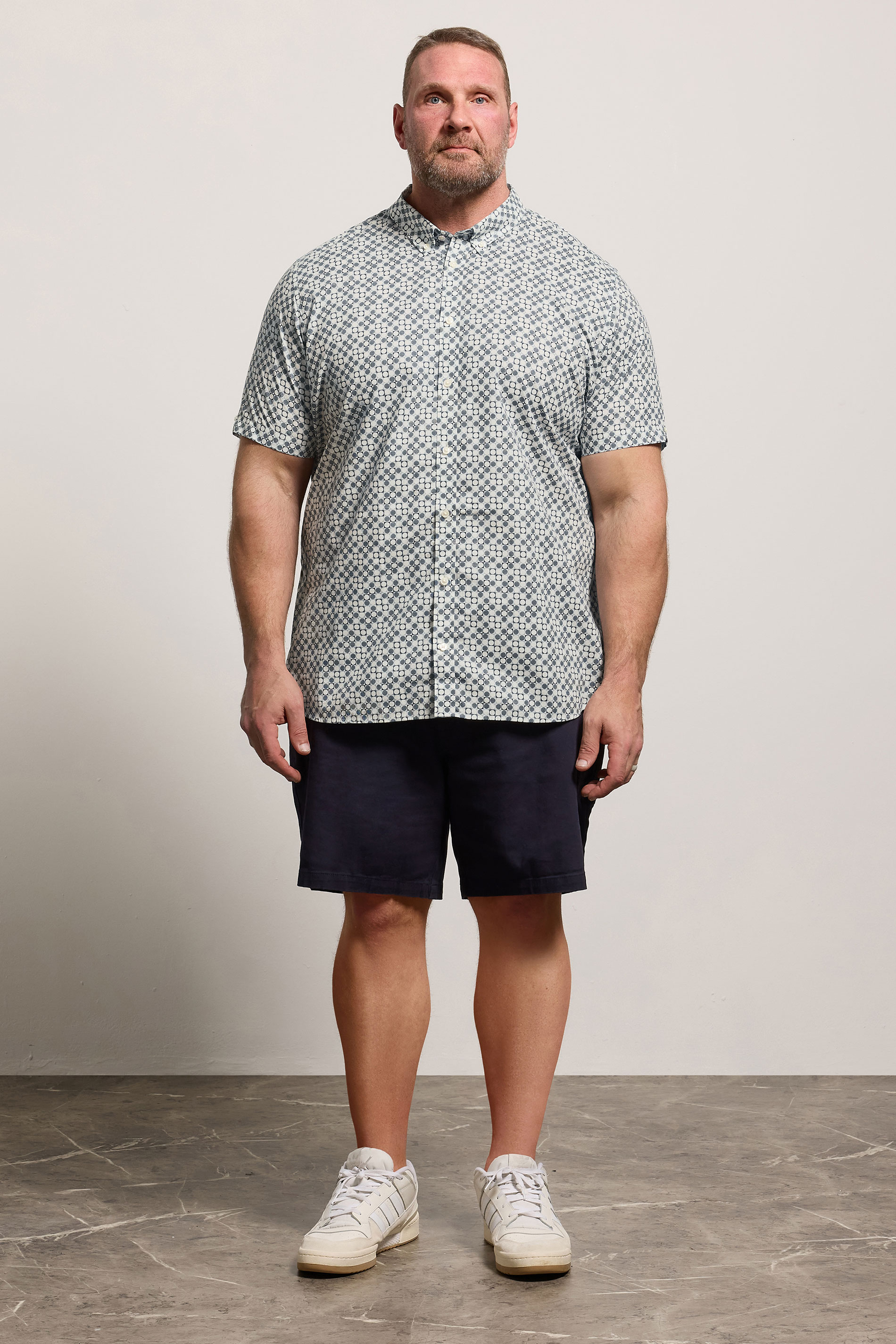 BEN SHERMAN Big & Tall Light Blue Geometric Print Shirt | BadRhino 1