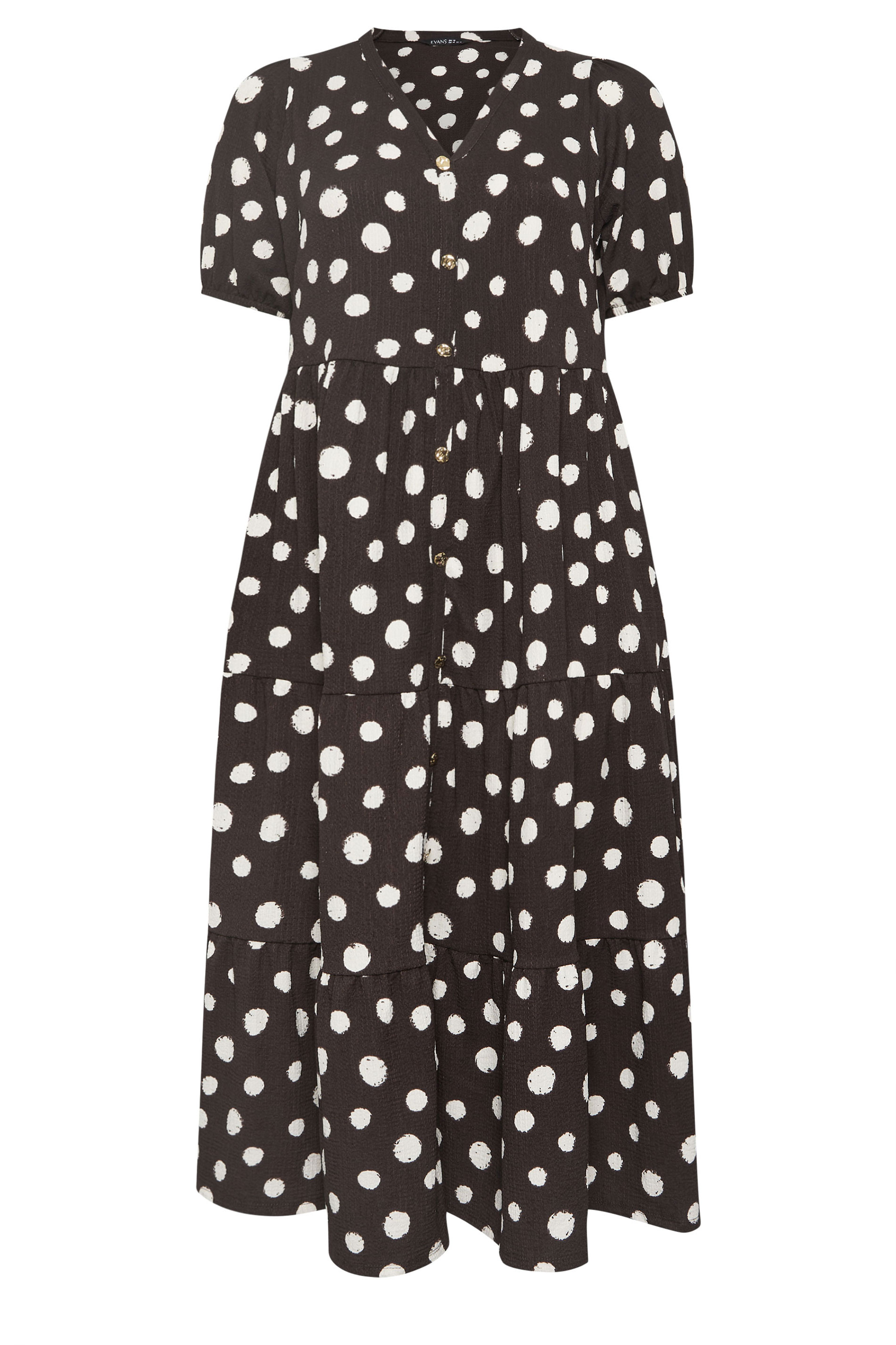 EVANS Plus Size Chocolate Brown Polka Dot Maxi Dress | Evans  5