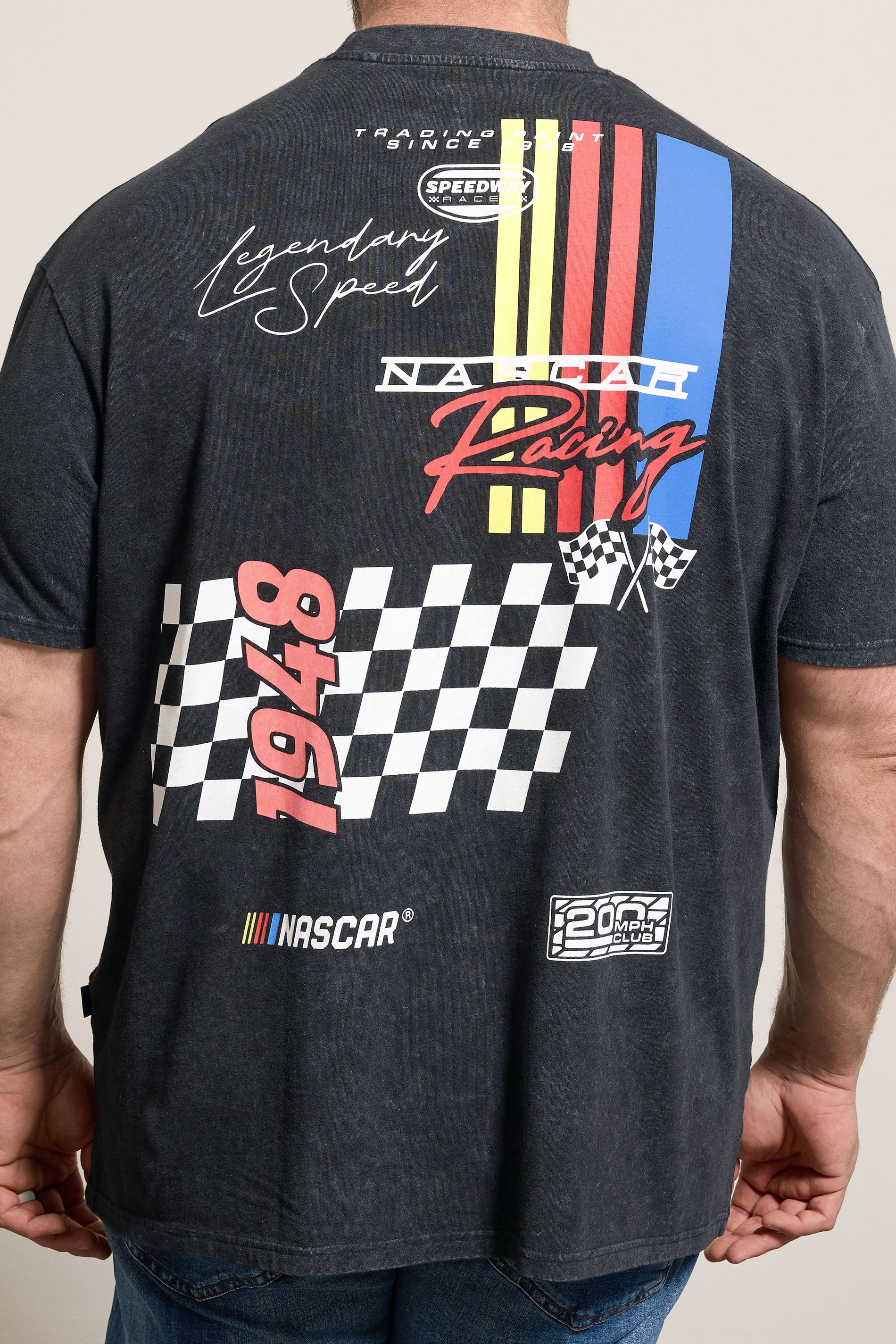 BadRhino Big & Tall Black Acid Wash Nascar Graphic T-Shirt | BadRhino 5